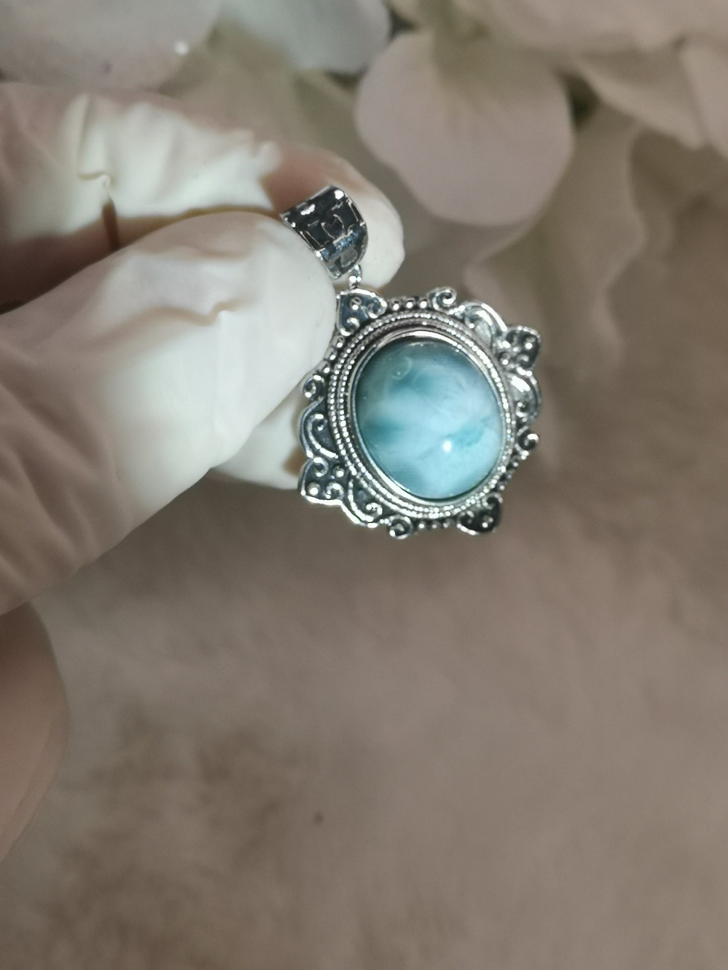 Larimar, Kupfer, Ketten Anhänger