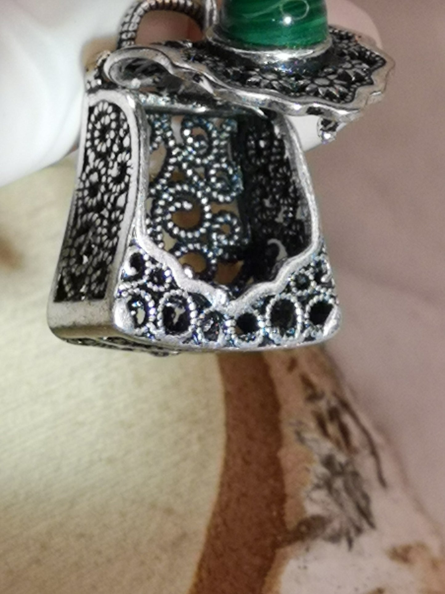 Malachite Edelstein, Kupfer Ketten Anhänger Taschen Design