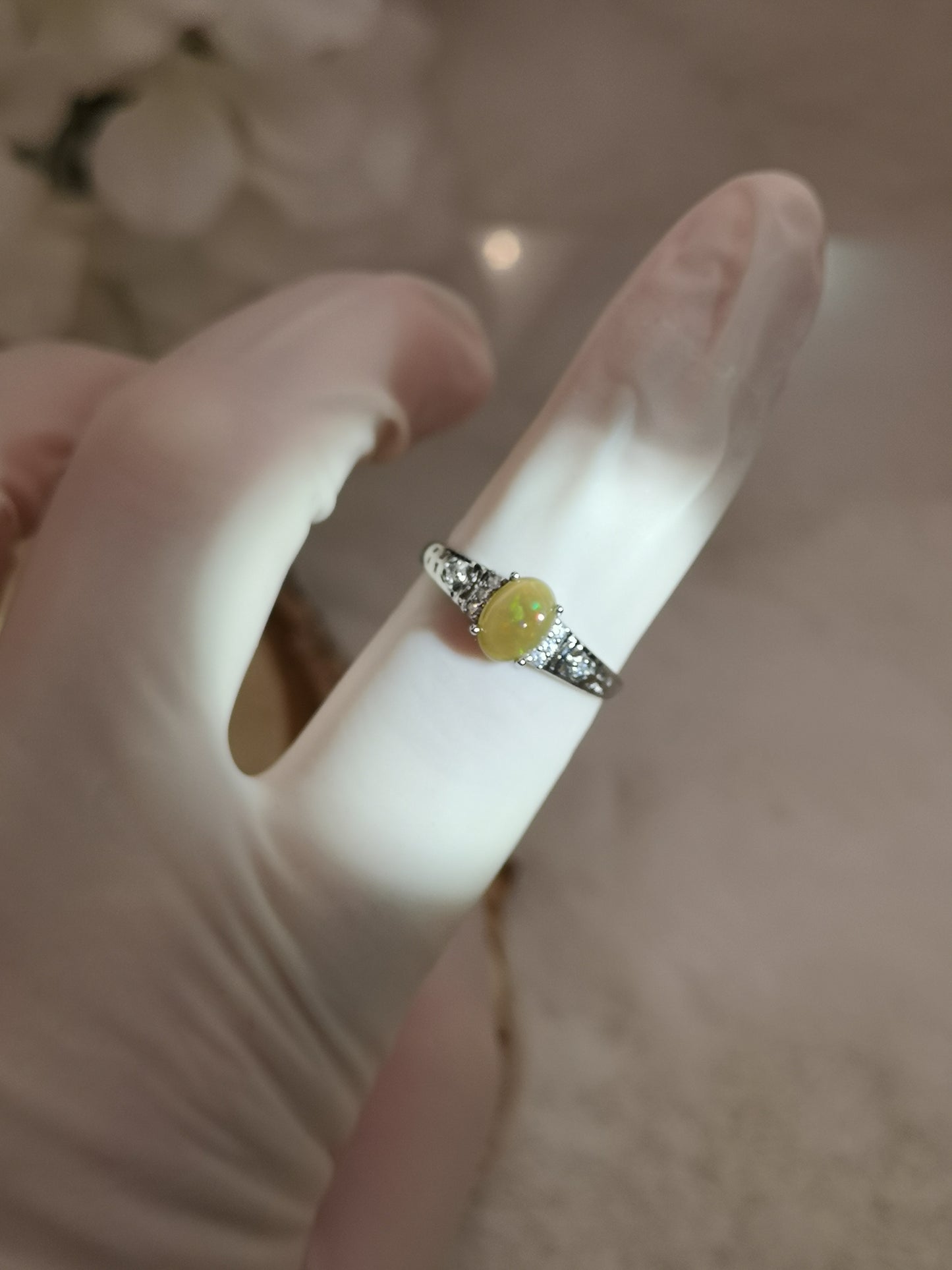 Opal Edelstein, Kupfer Ring, verstellbar