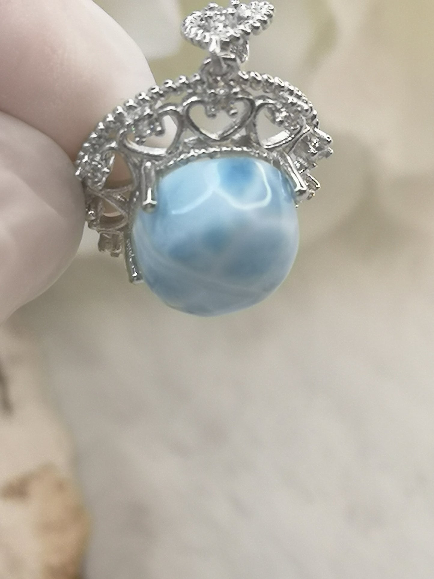 Larimar Edelstein, Kupfer Ketten Anhänger