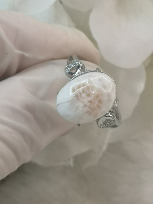 Pink Larimar 925 Silber Ring verstellbar