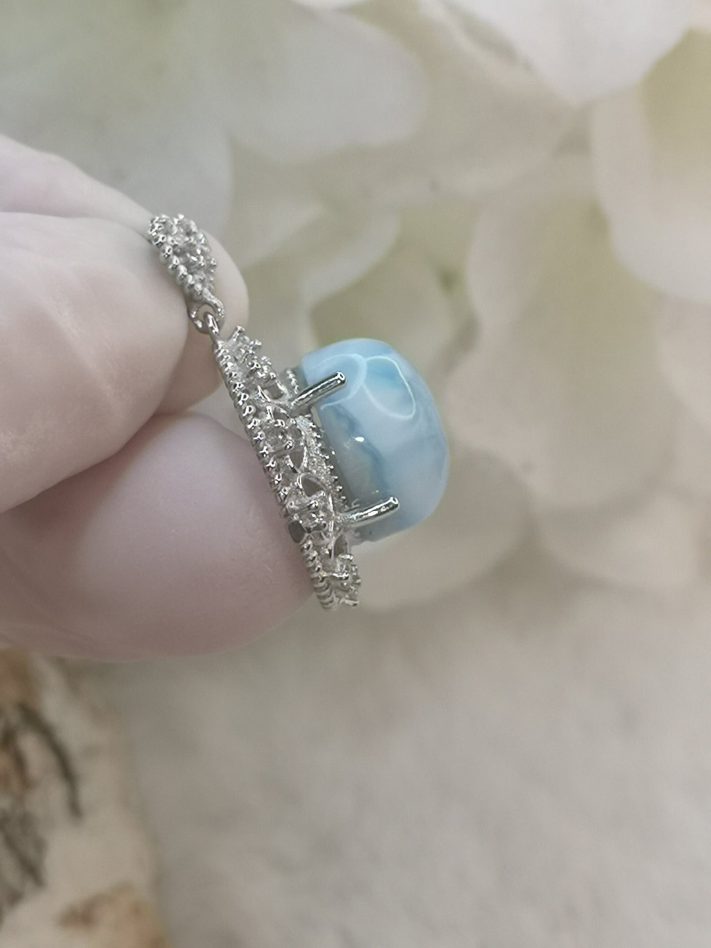 Larimar Edelstein, Kupfer Ketten Anhänger