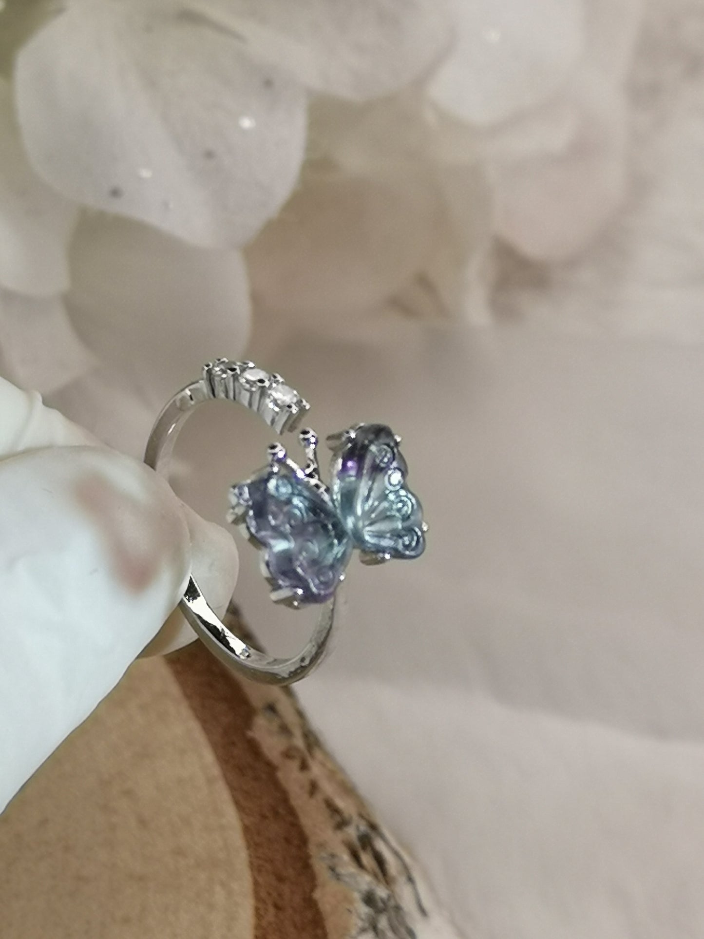 Fluorite Edelstein Schmetterling Kupfer Ring