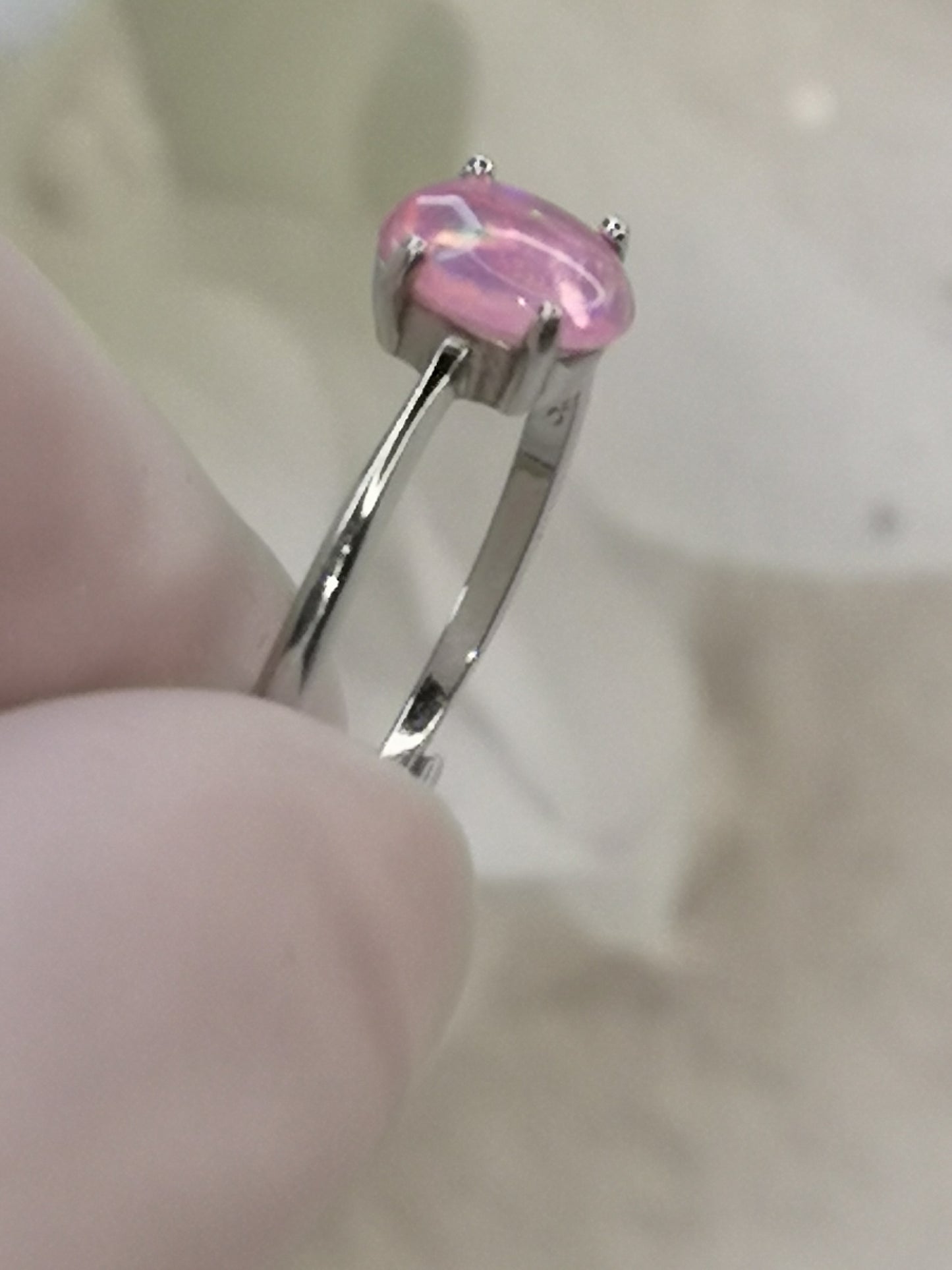 Pink Opal 925 Silber Ring verstellbar Edelstein Crystal