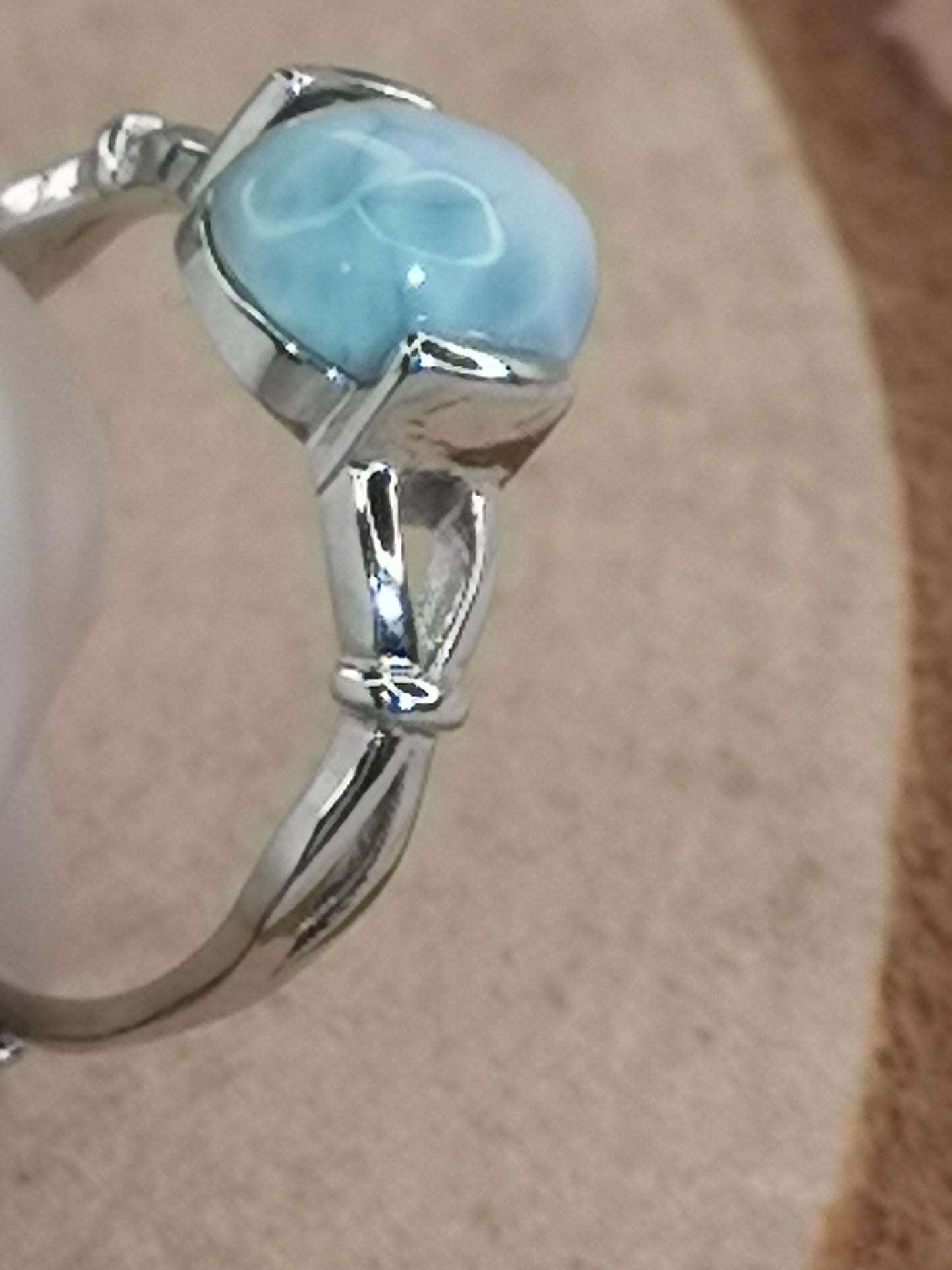 Larimar Edelstein Kupfer Ring verstellbar