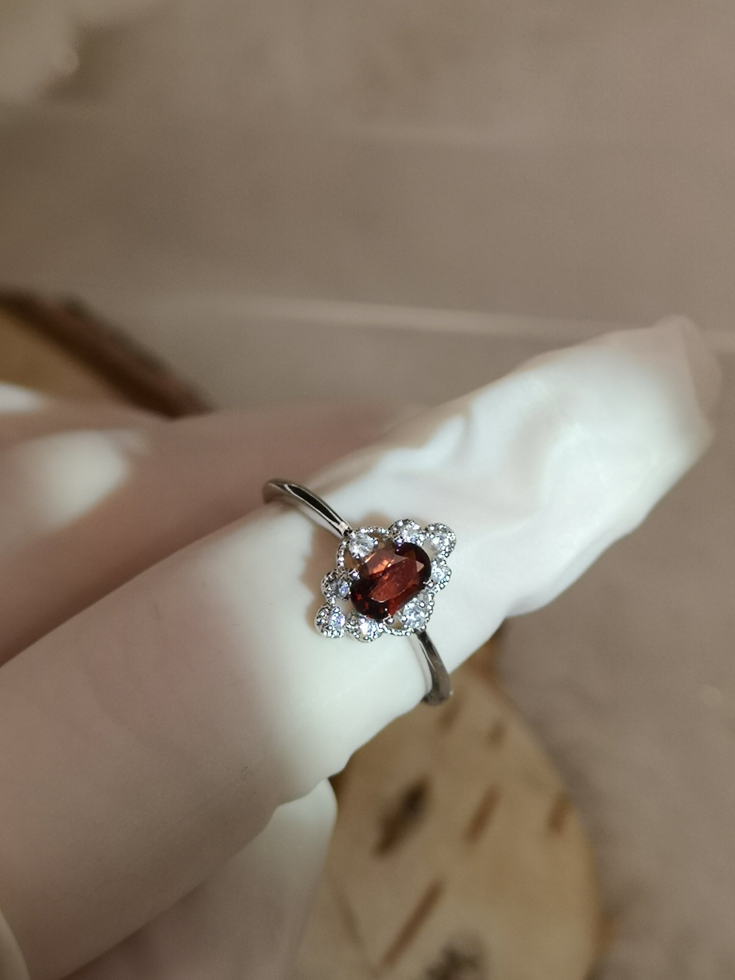 Granat Edelstein, Kupfer Ring verstellbar