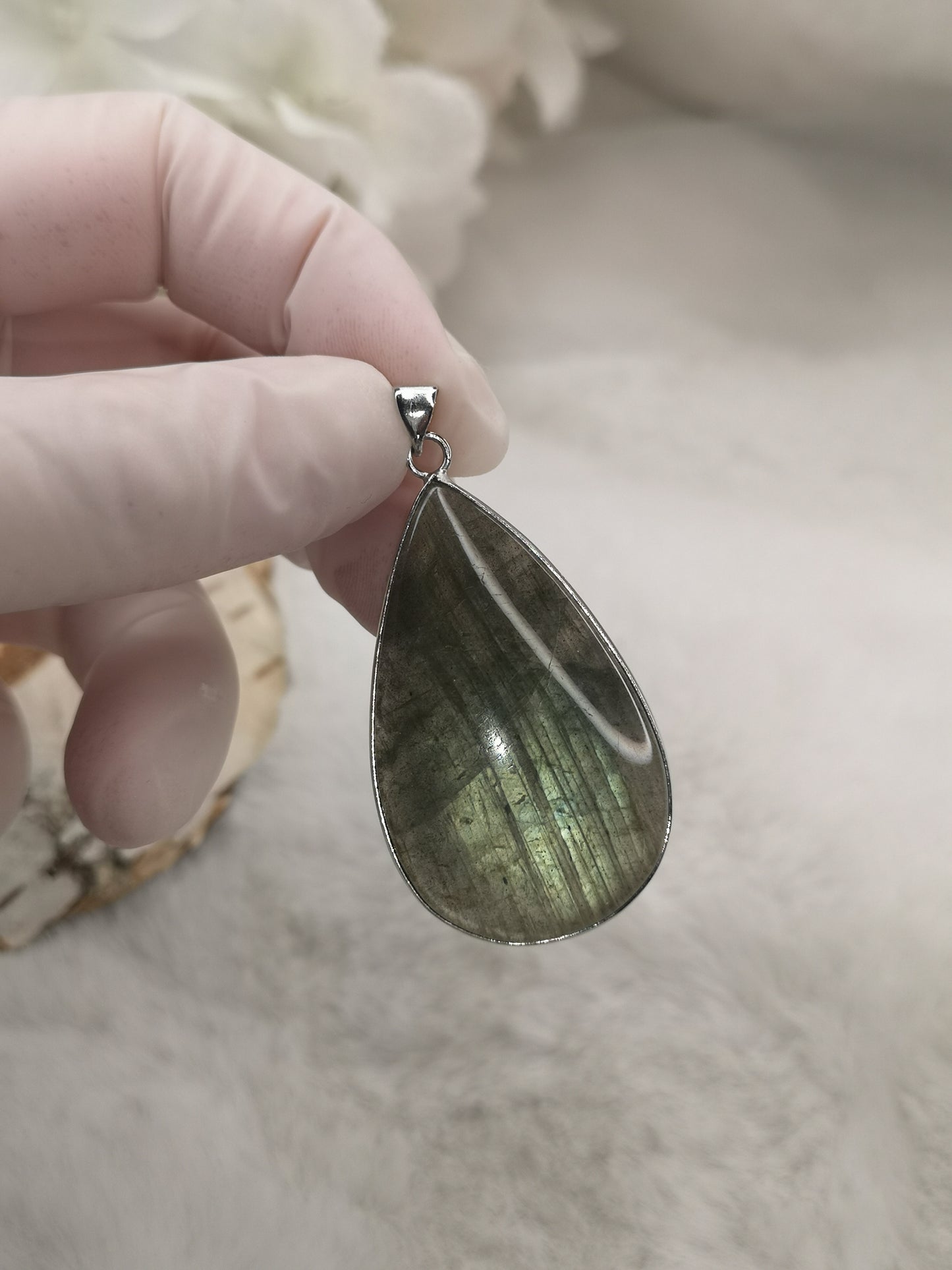 Labradorite Edelstein, 925 Silber Tropfen Ketten Anhänger