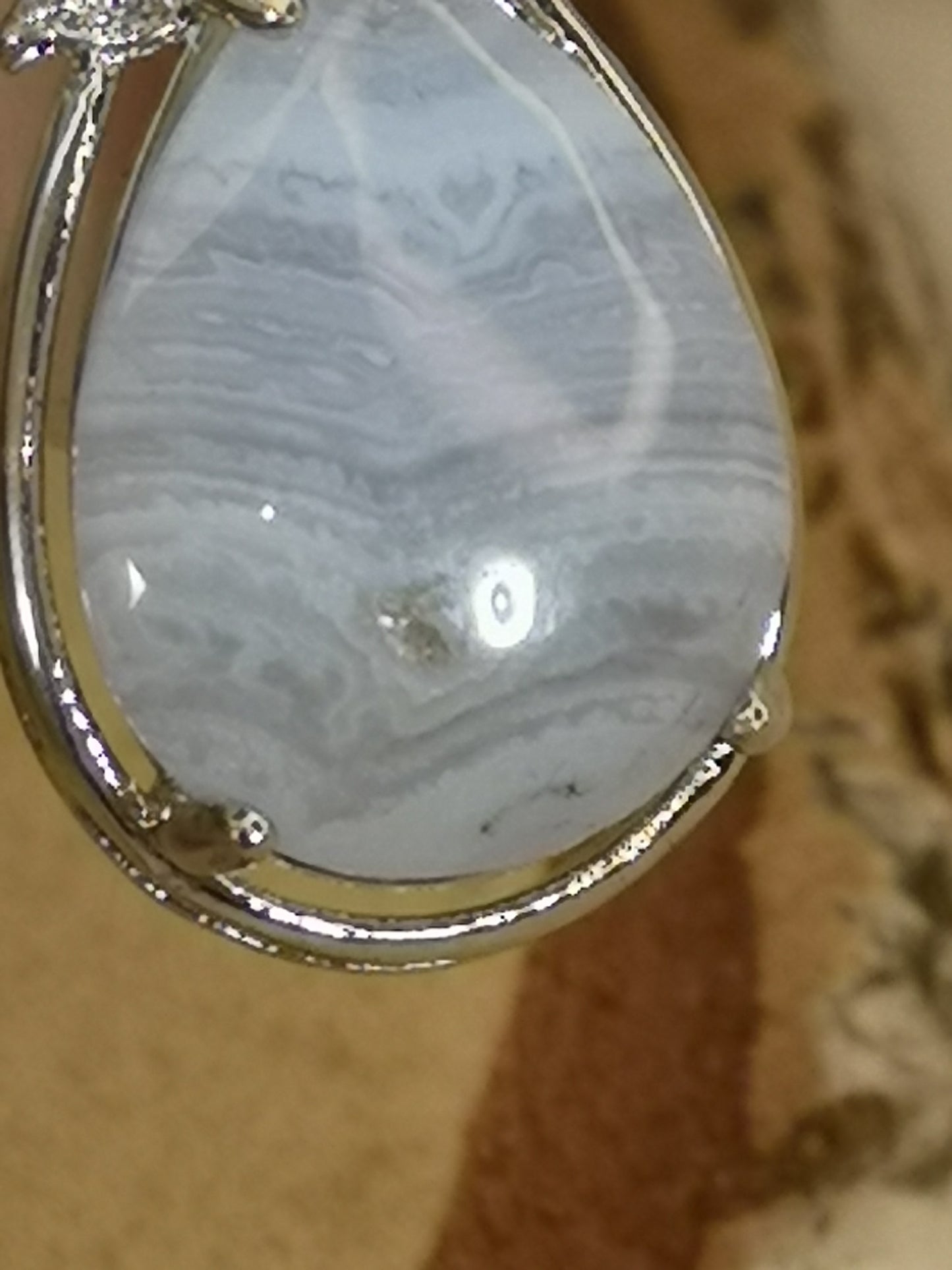 Blue Lace Achat Edelstein Kupfer Ketten Anhänger