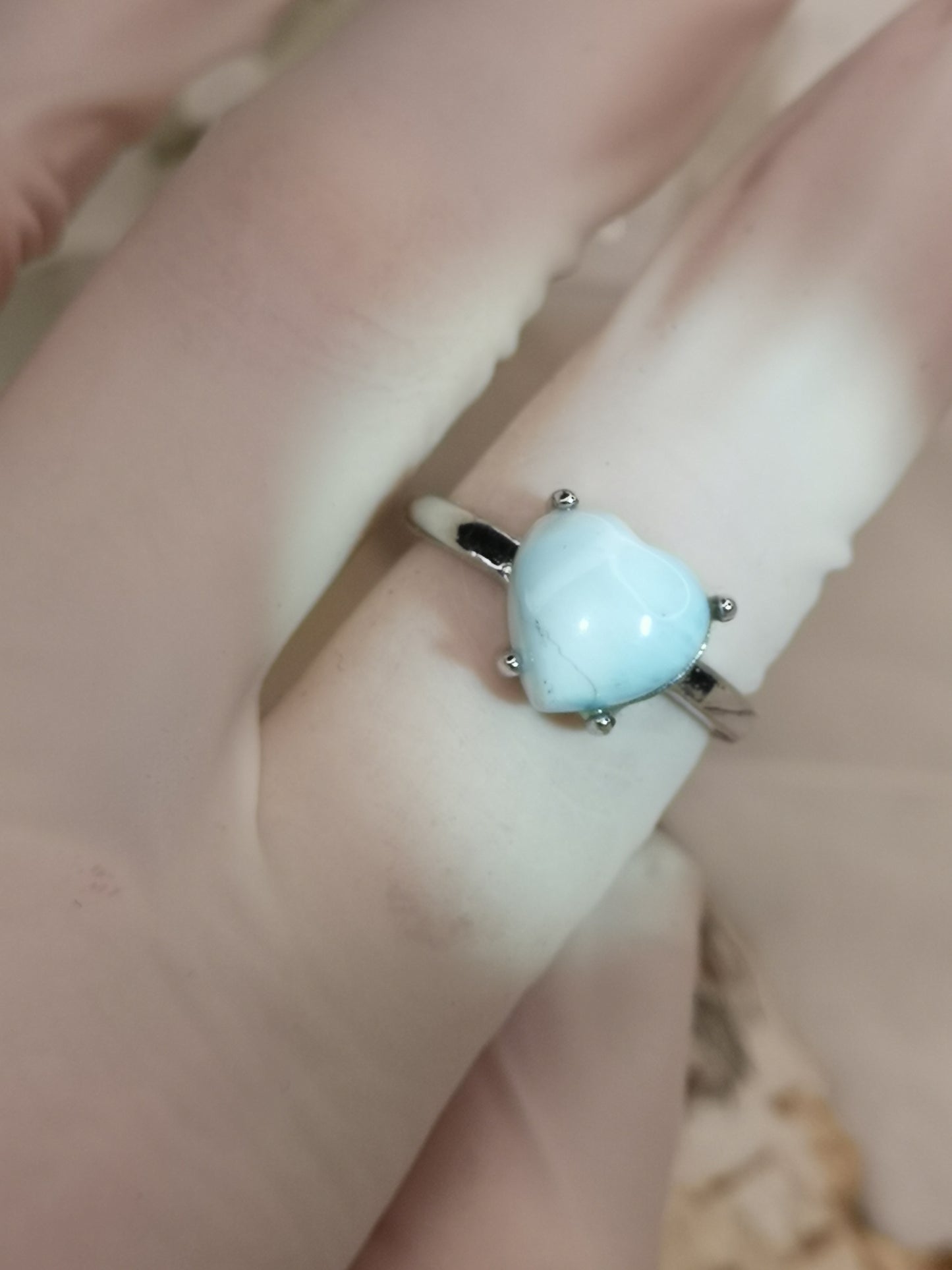 Larimar Edelstein, Kupfer Ring verstellbar