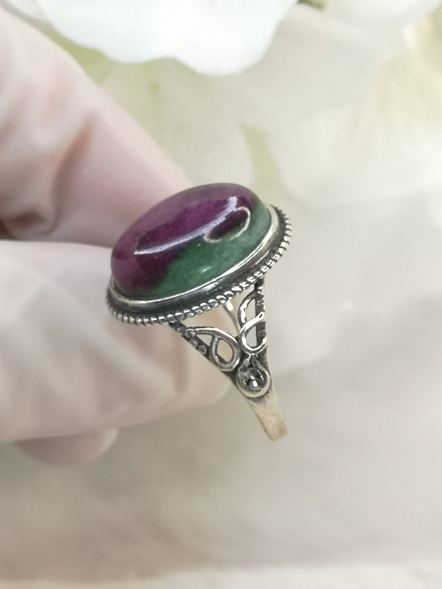 Rubin in Kyanite 925 Silber Ring verstellbar Edelstein Schmuck