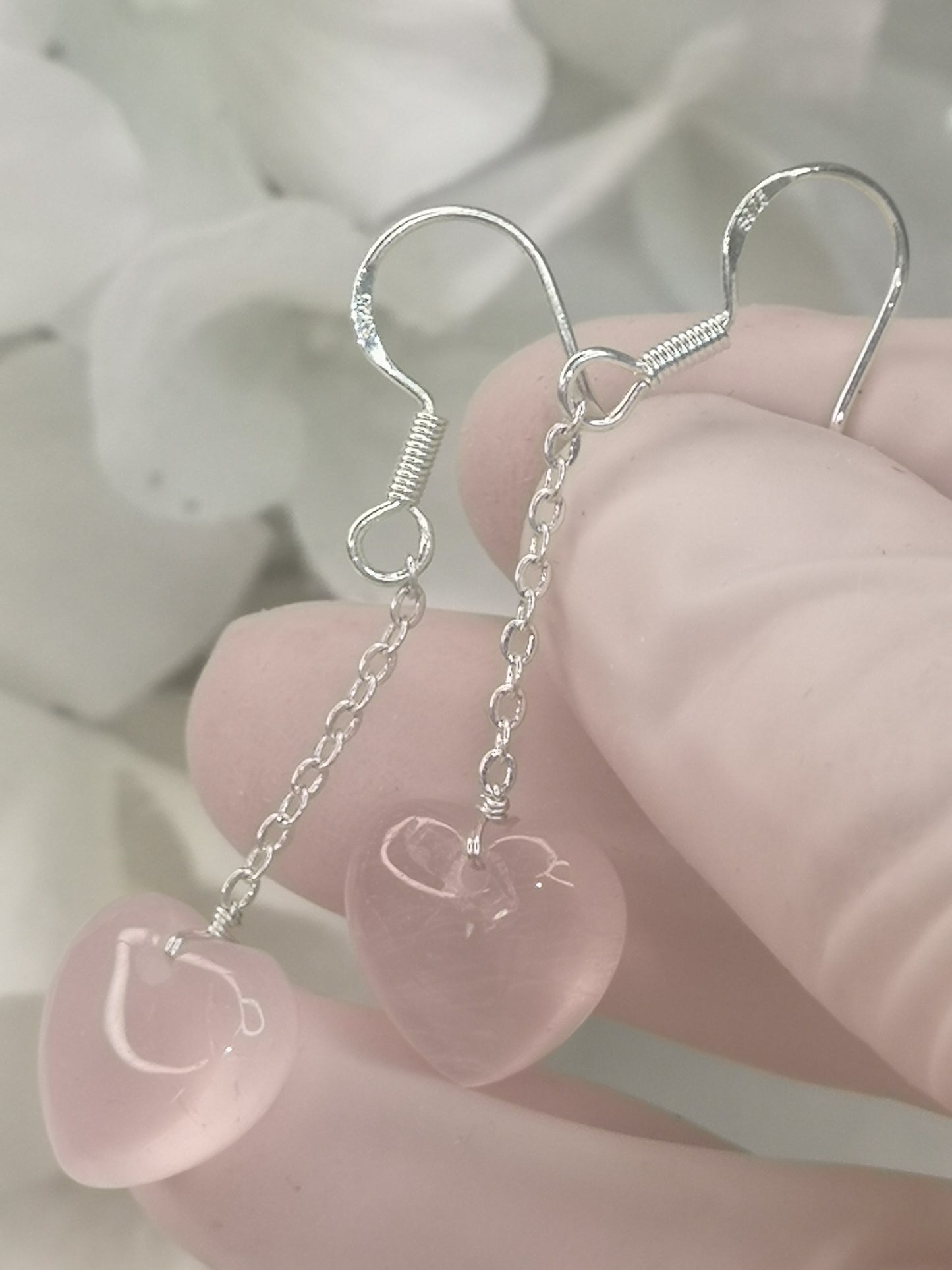 Rosenquarz 925 Silber Ohrringe