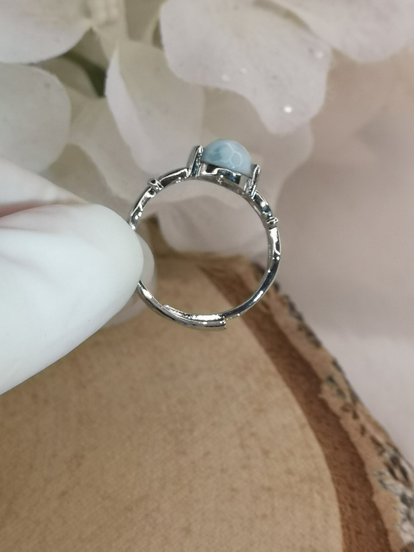 Larimar Edelstein Kupfer Ring verstellbar