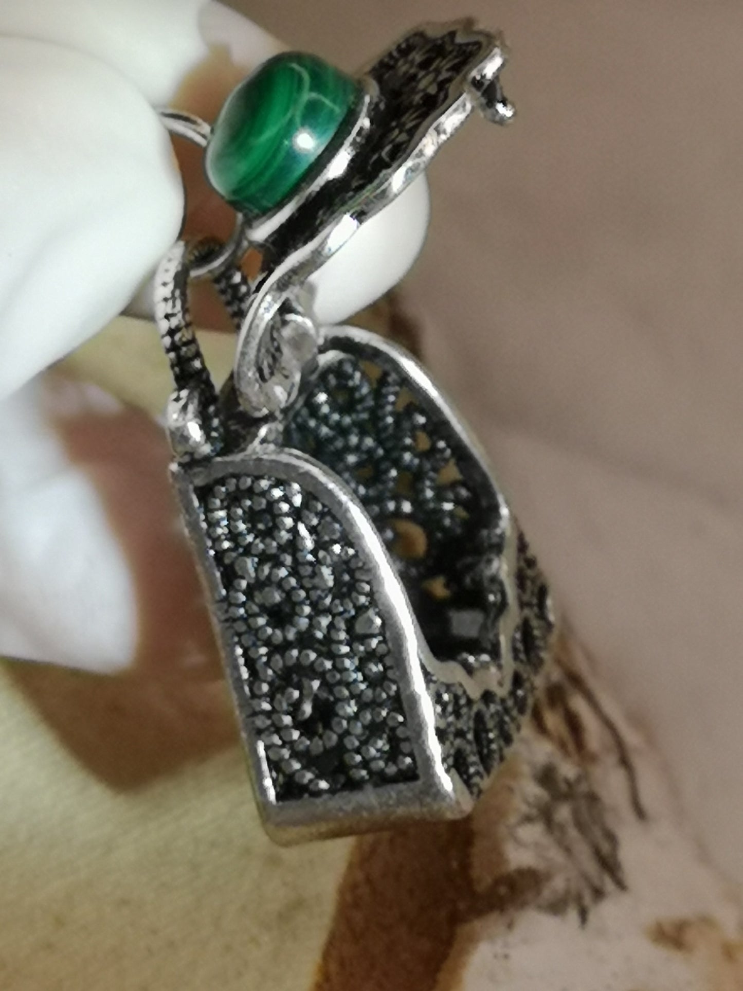 Malachite Edelstein, Kupfer Ketten Anhänger Taschen Design