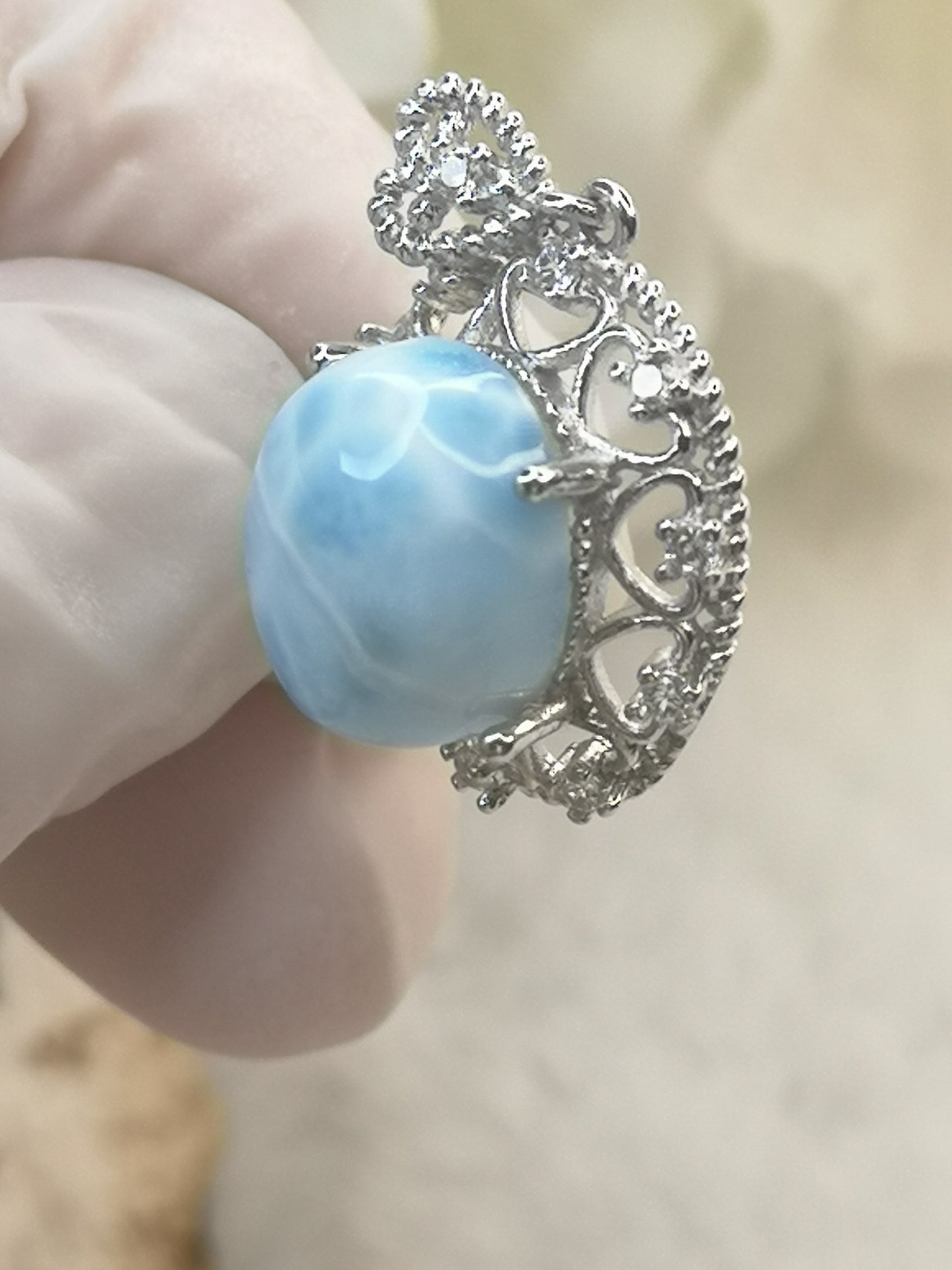 Larimar Edelstein, Kupfer Ketten Anhänger
