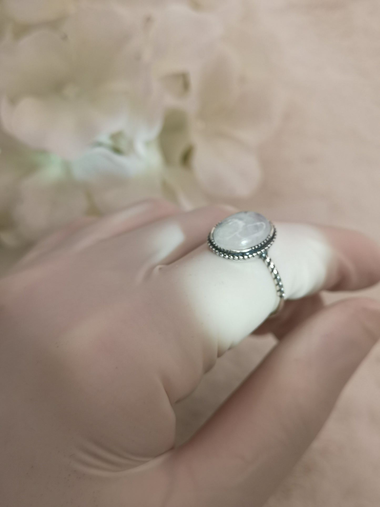 Moonstone 925 Silber Ring verstellbar Edelstein Schmuck