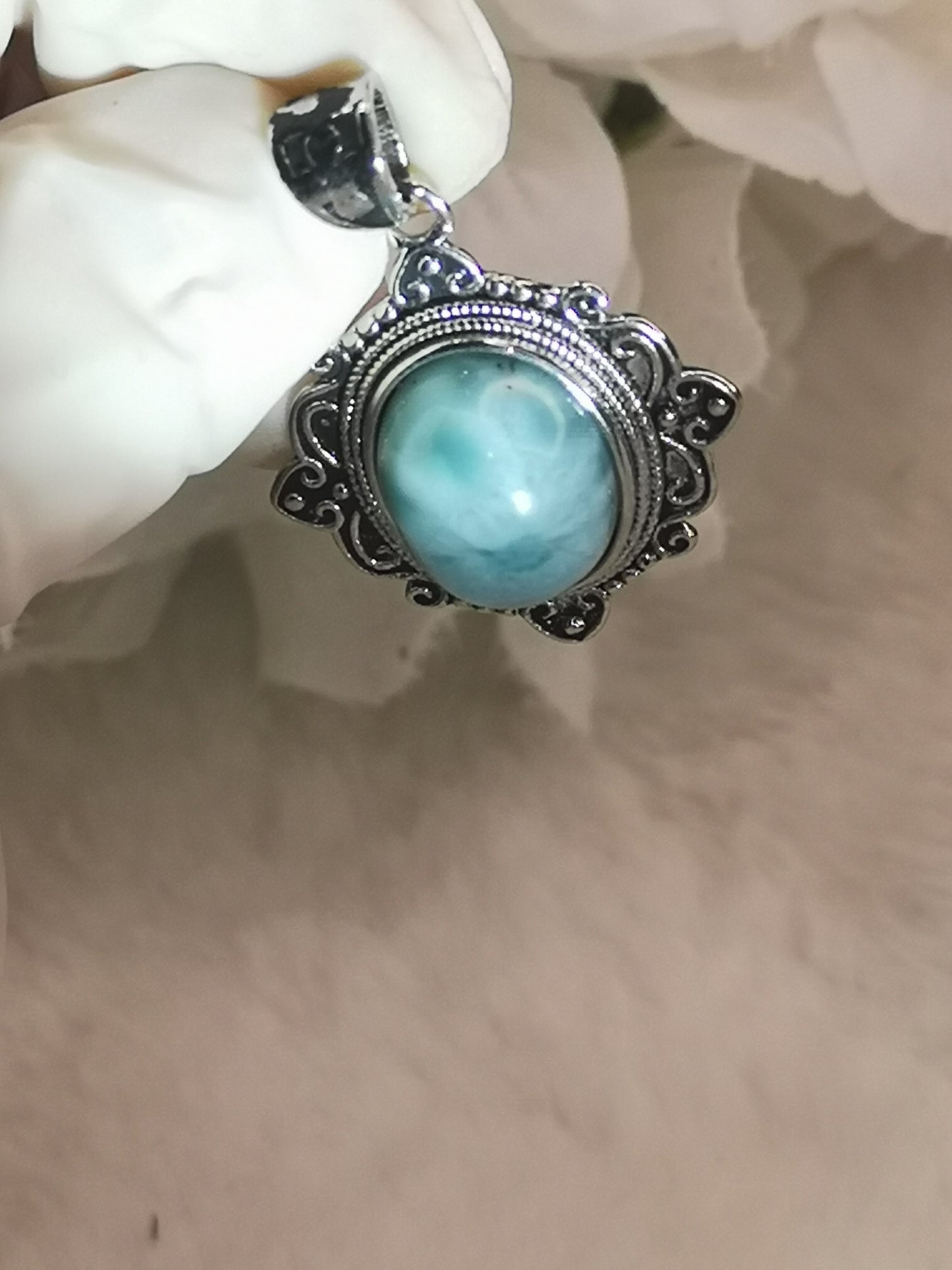 Larimar, Kupfer, Ketten Anhänger