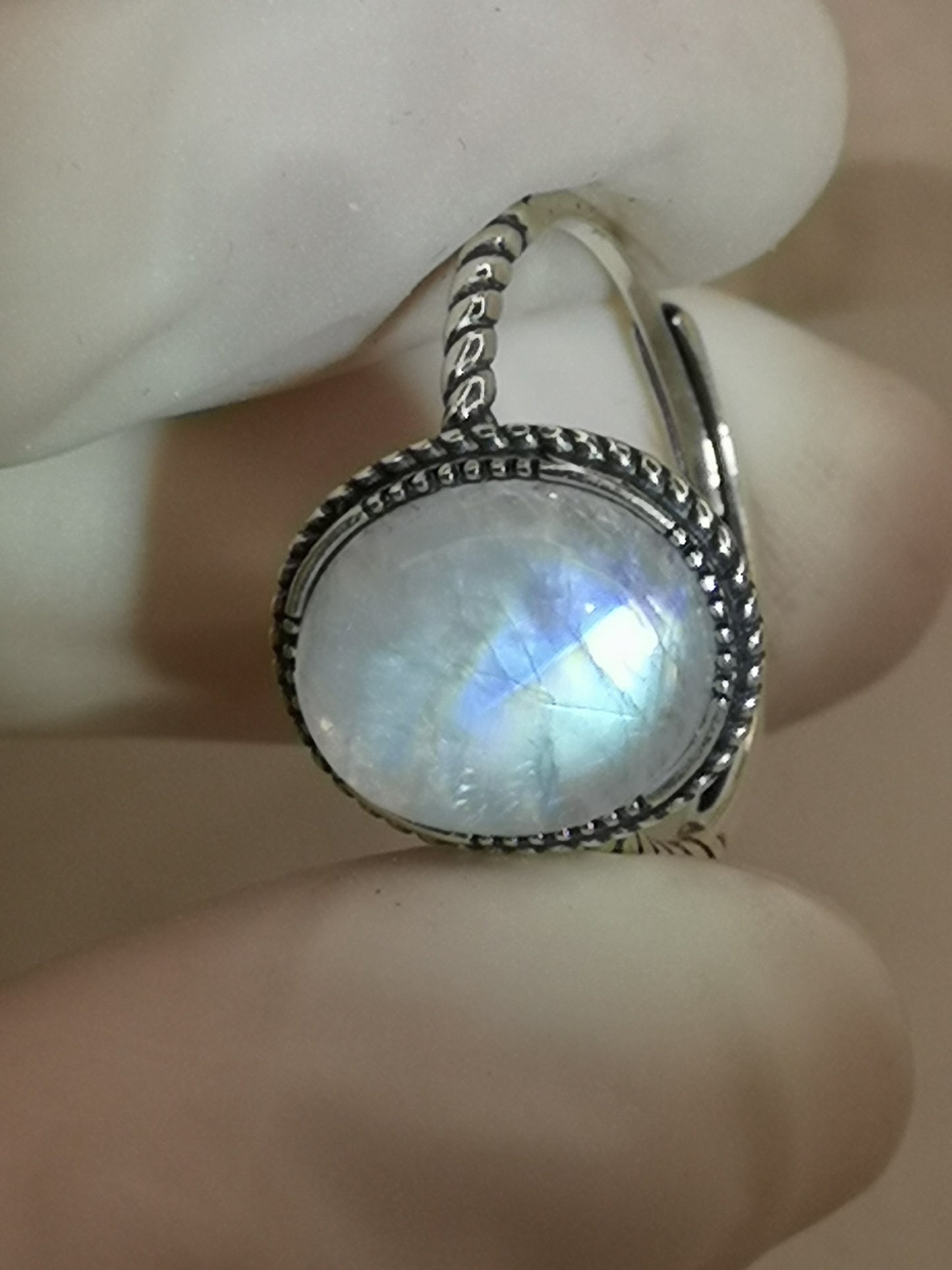 Moonstone 925 Silber Ring verstellbar Edelstein Schmuck