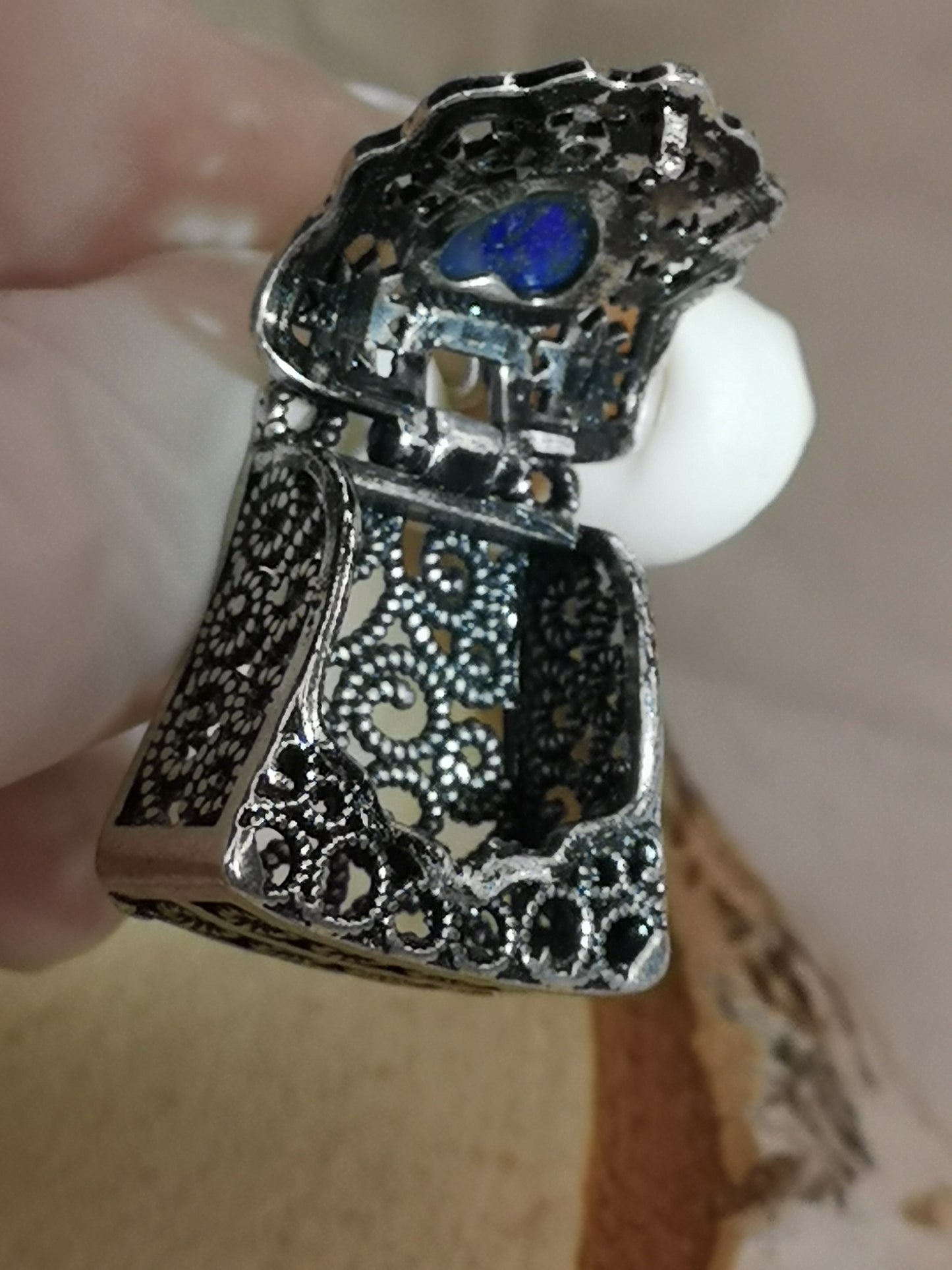 Lapislazuli Edelstein, Kupfer Ketten Anhänger, Taschen Design