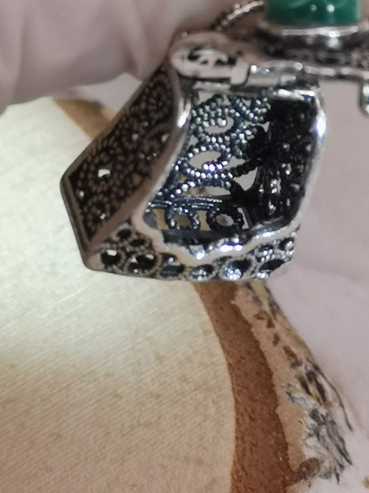 Malachite Edelstein, Kupfer Ketten Anhänger Taschen Design