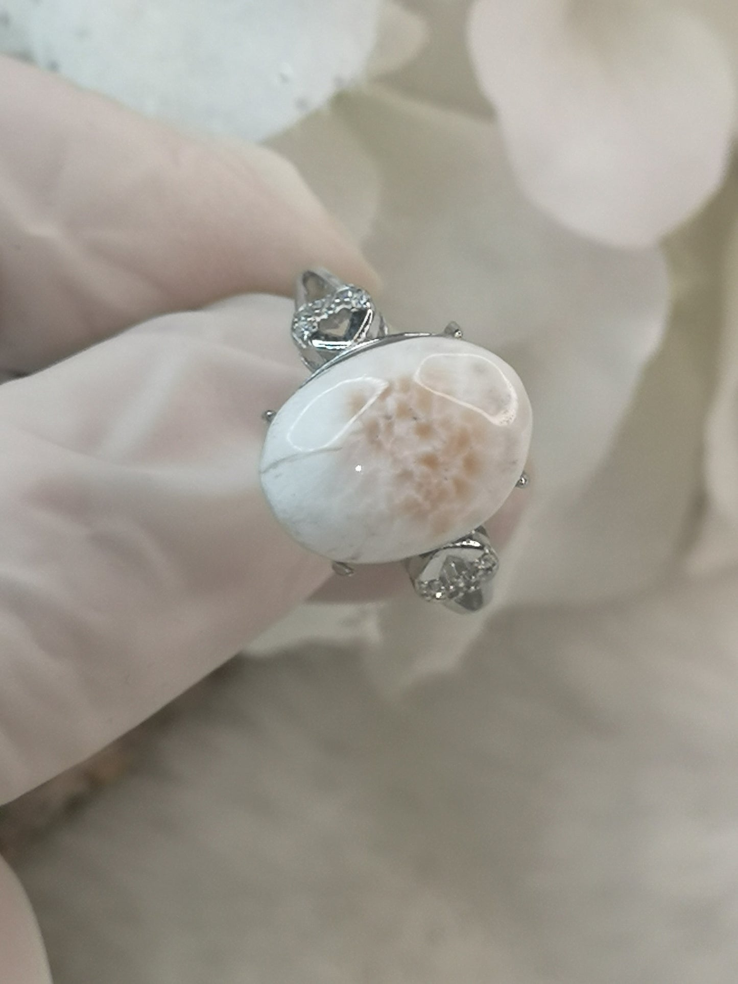 Pink Larimar 925 Silber Ring verstellbar