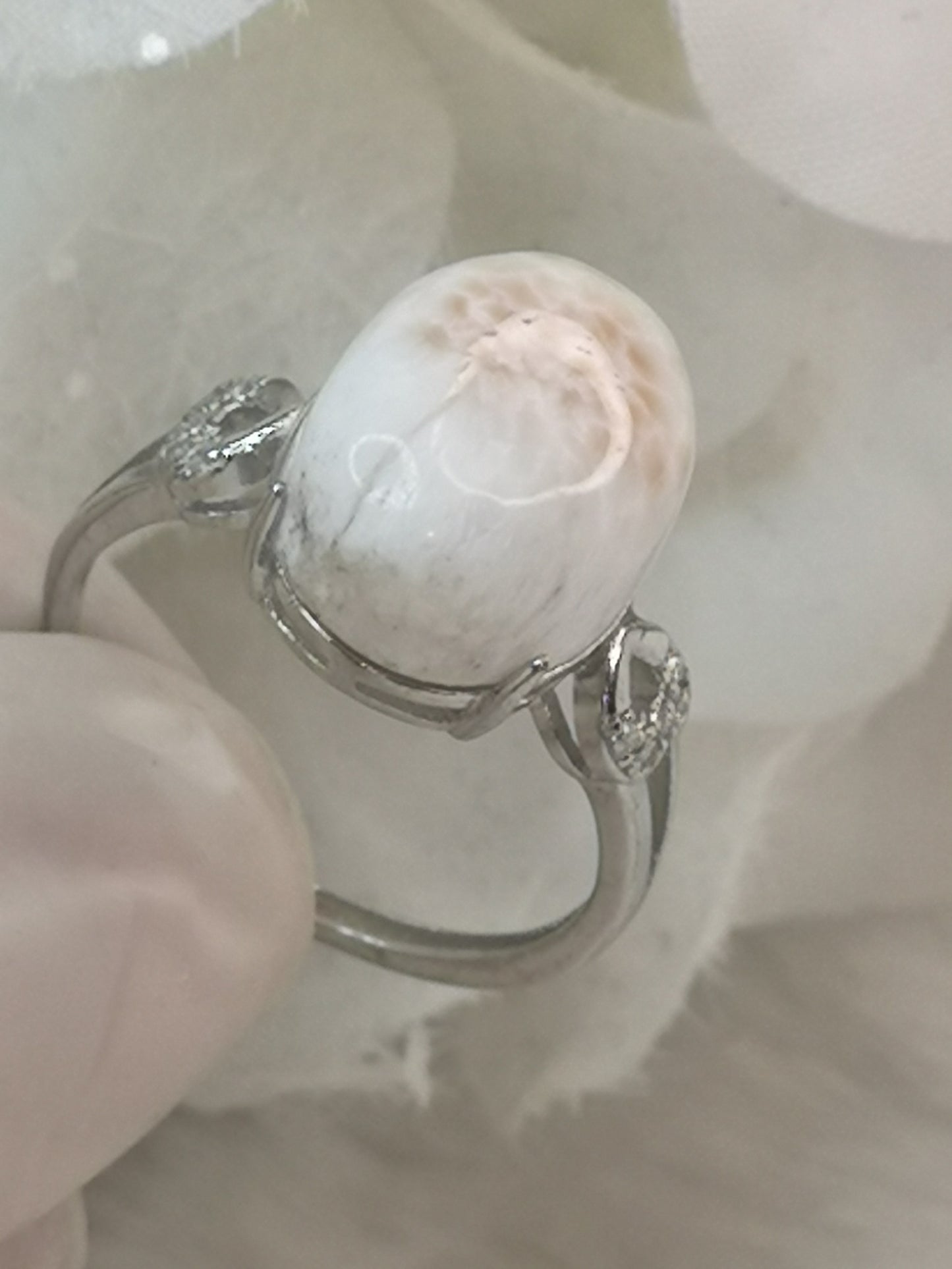 Pink Larimar 925 Silber Ring verstellbar