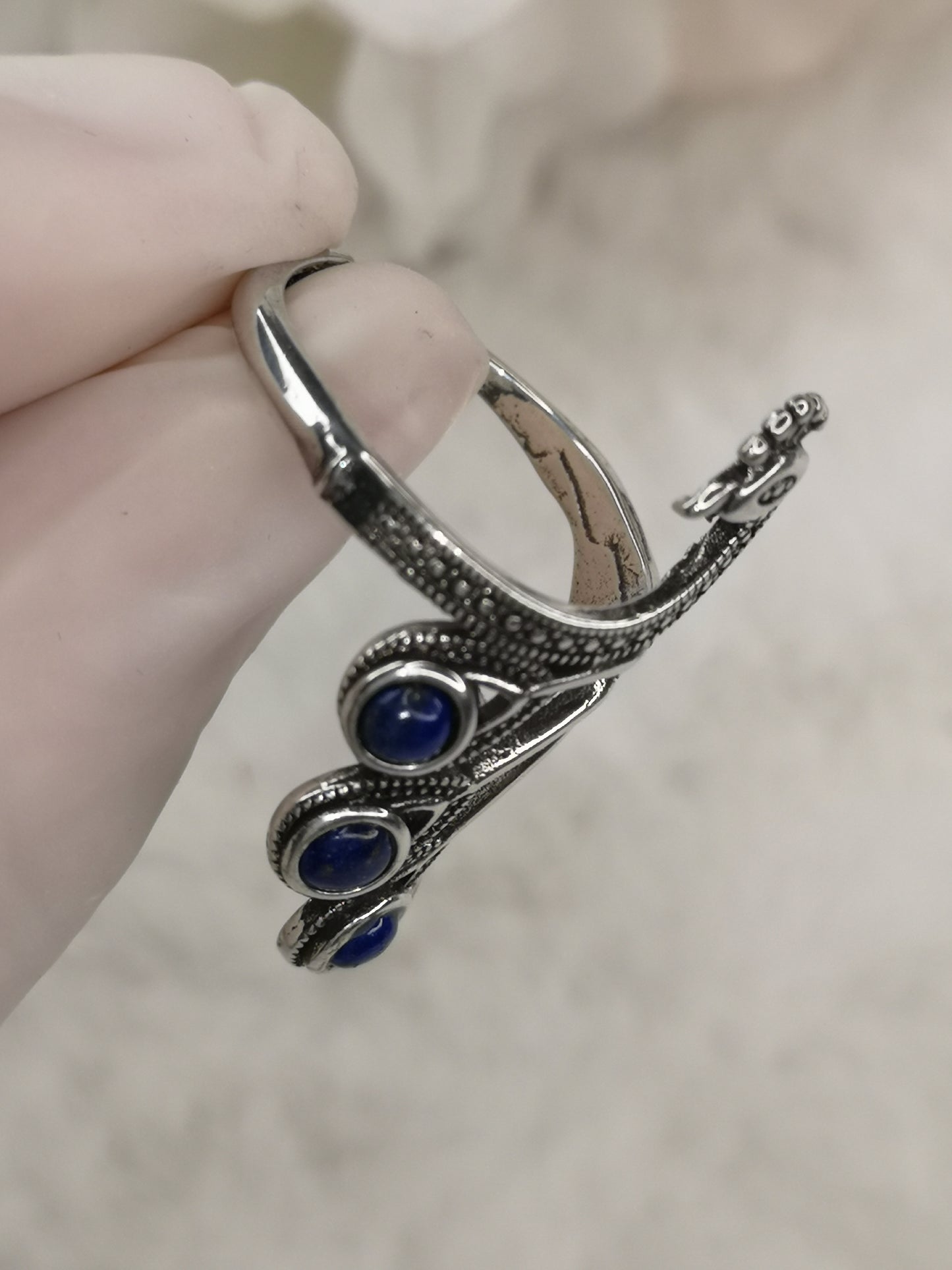 Lapislazuli Lapis Edelstein Markasiten Paradies Pfau Vogel, Kupfer Ring
