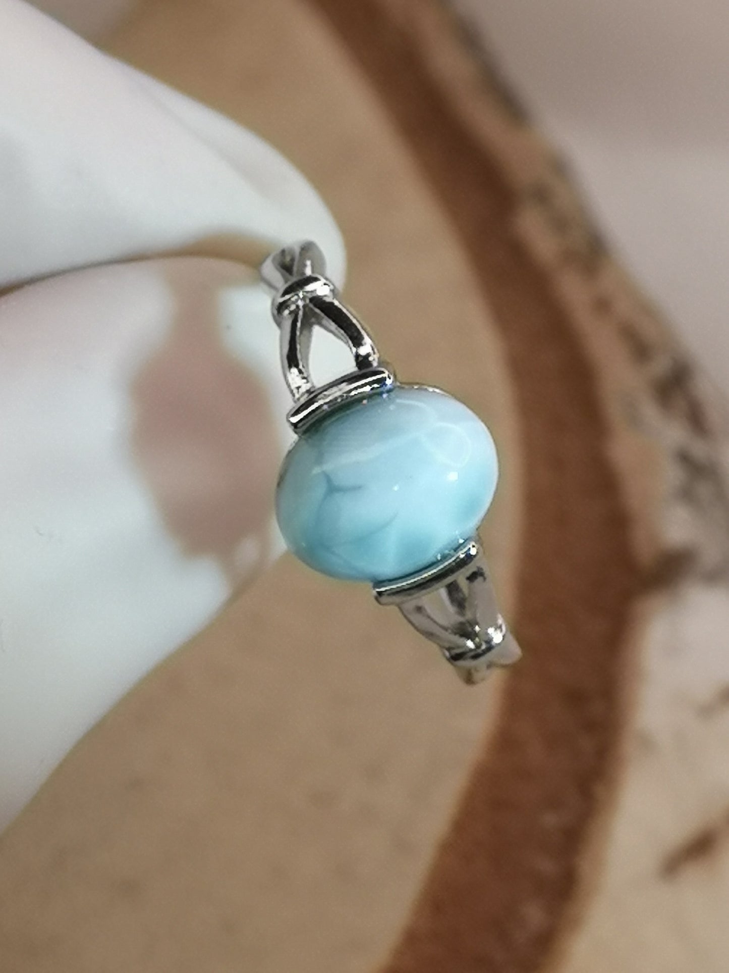 Larimar Edelstein Kupfer Ring verstellbar