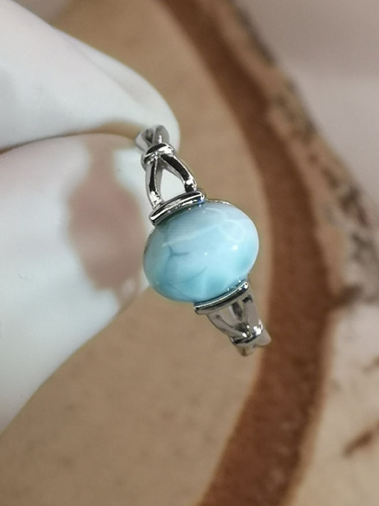 Larimar Edelstein Kupfer Ring verstellbar