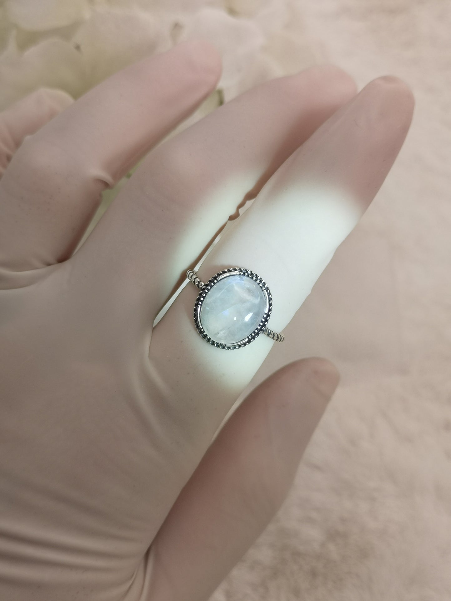 Moonstone 925 Silber Ring verstellbar Edelstein Schmuck