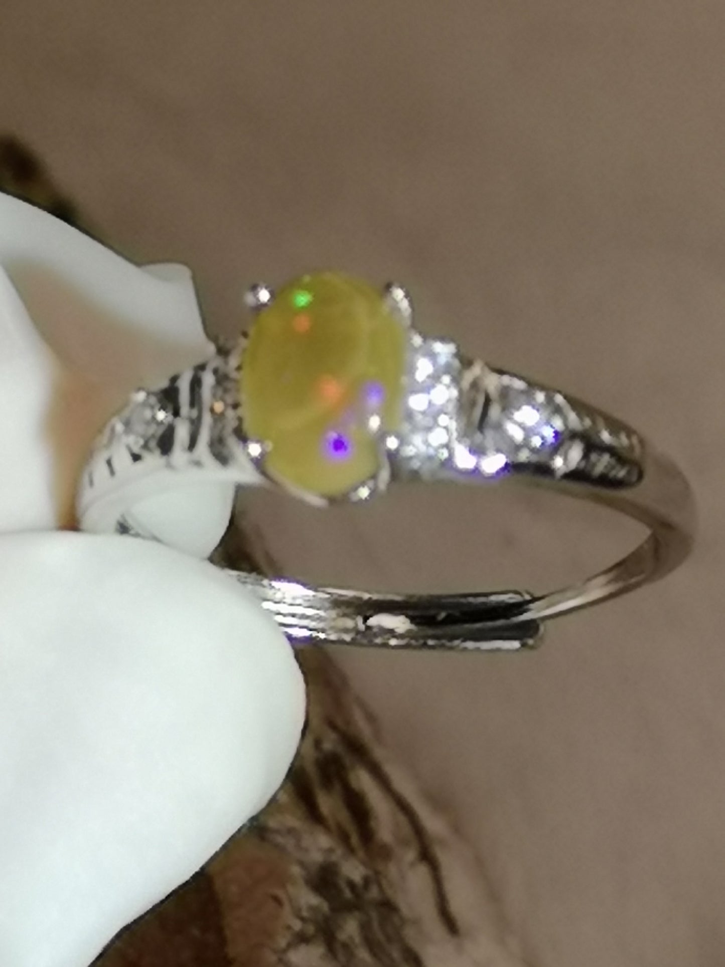 Opal Edelstein, Kupfer Ring, verstellbar