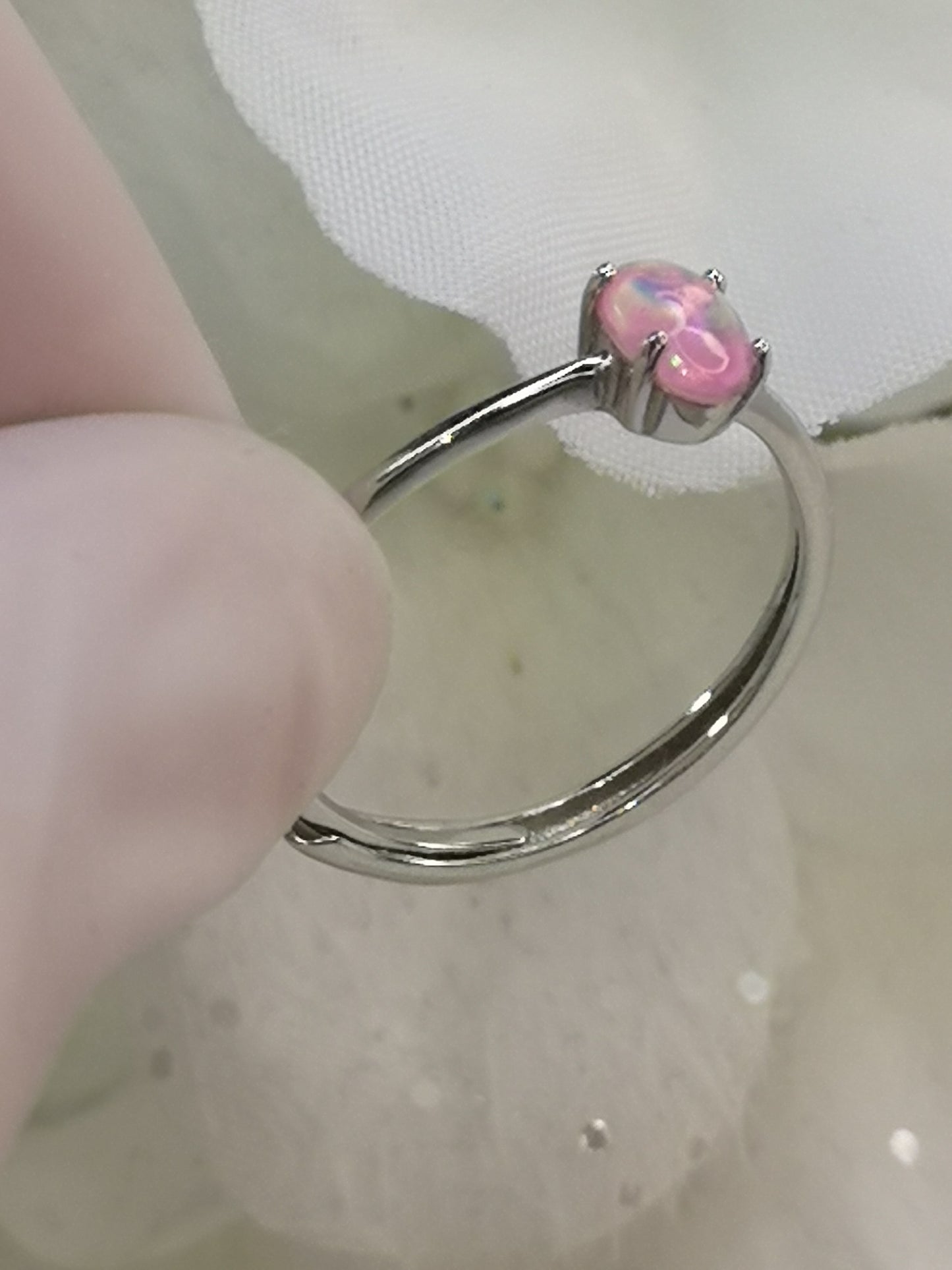 Pink Opal 925 Silber Ring verstellbar Edelstein Crystal