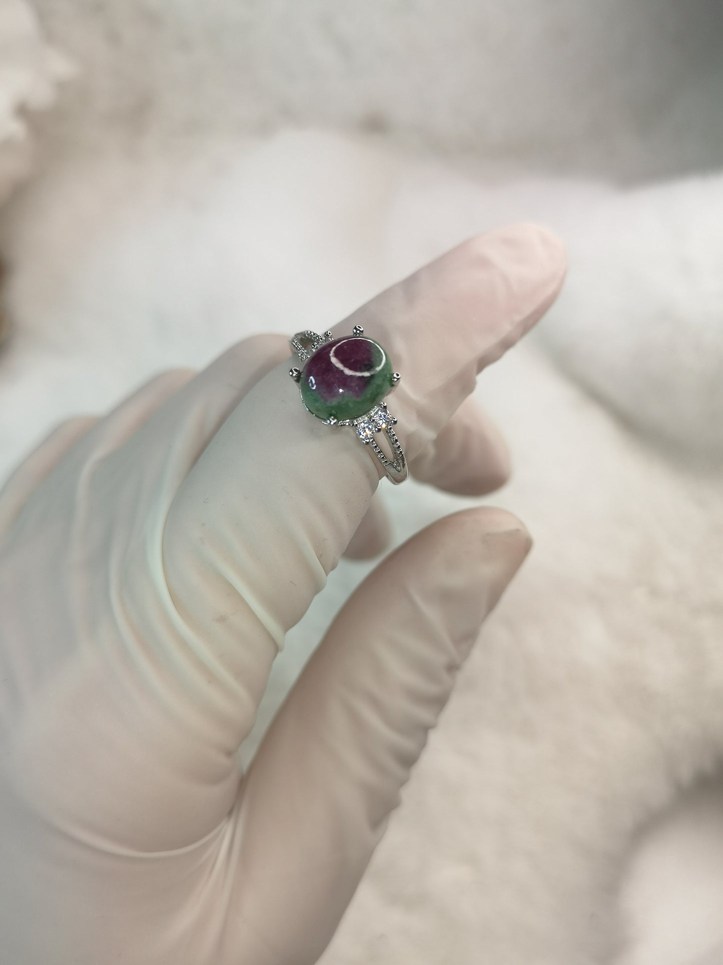 Rubin Zoisit, Kupfer Ring, verstellbar.