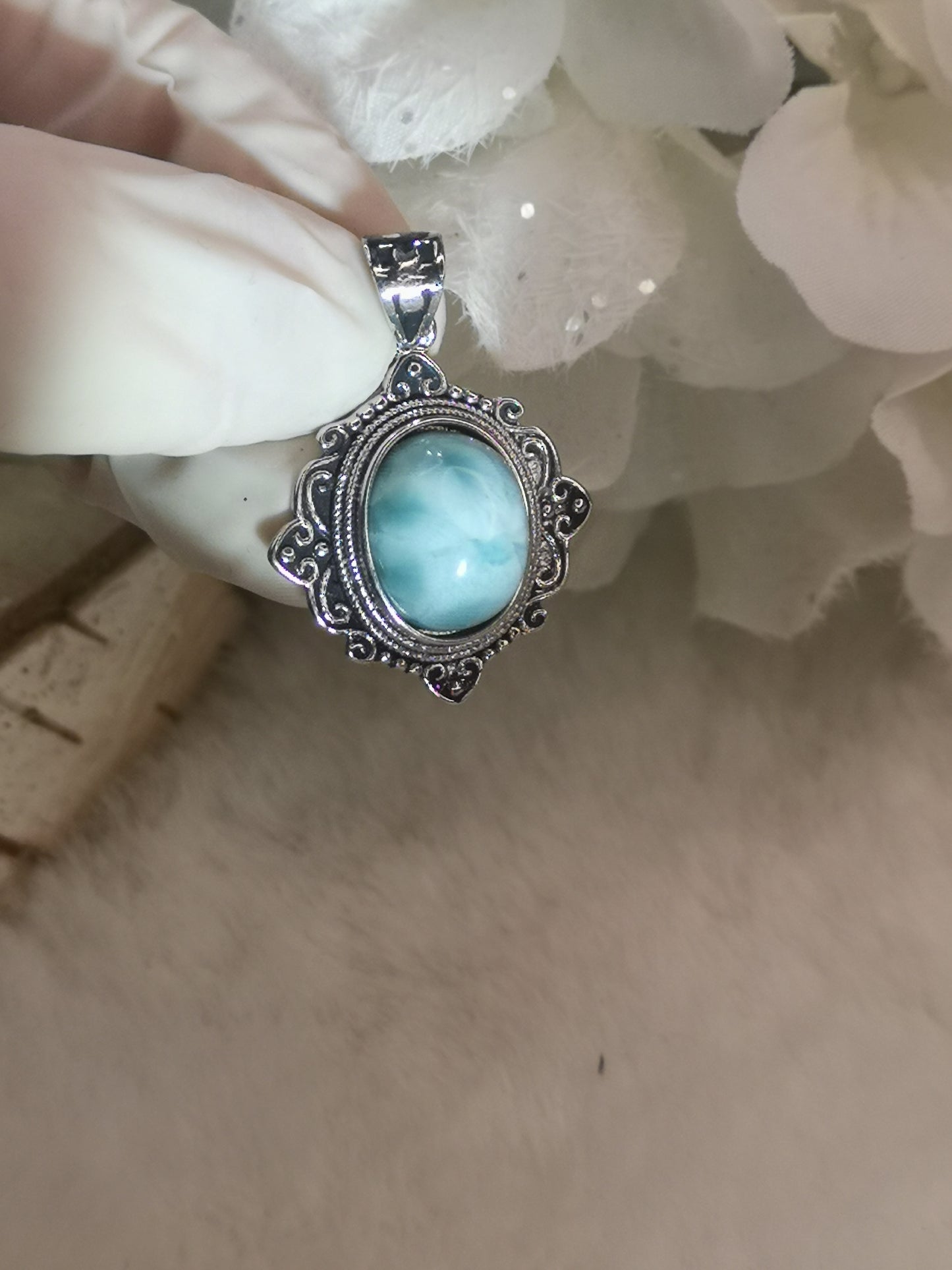 Larimar, Kupfer, Ketten Anhänger