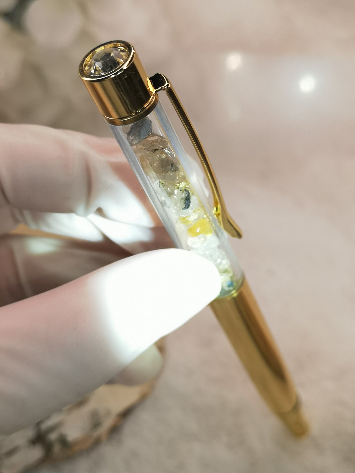 Kugelschreiber mit Citrin Edelsteine