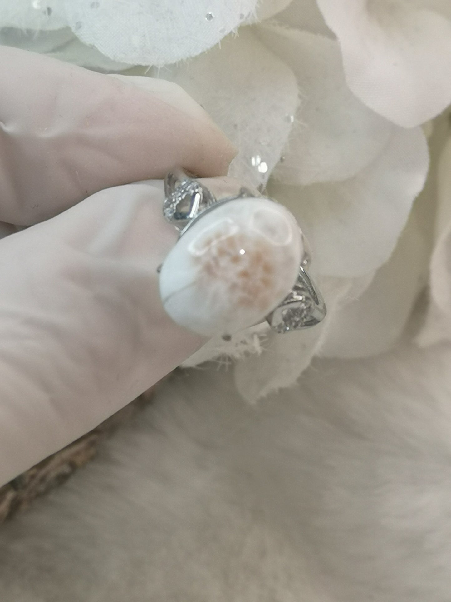 Pink Larimar 925 Silber Ring verstellbar