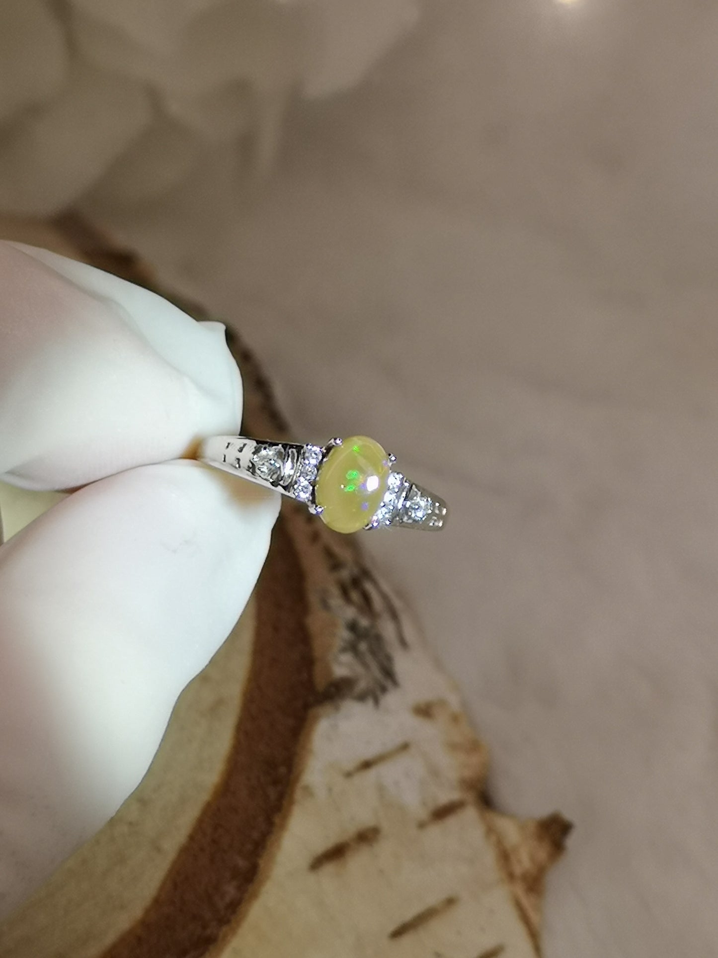 Opal Edelstein, Kupfer Ring, verstellbar