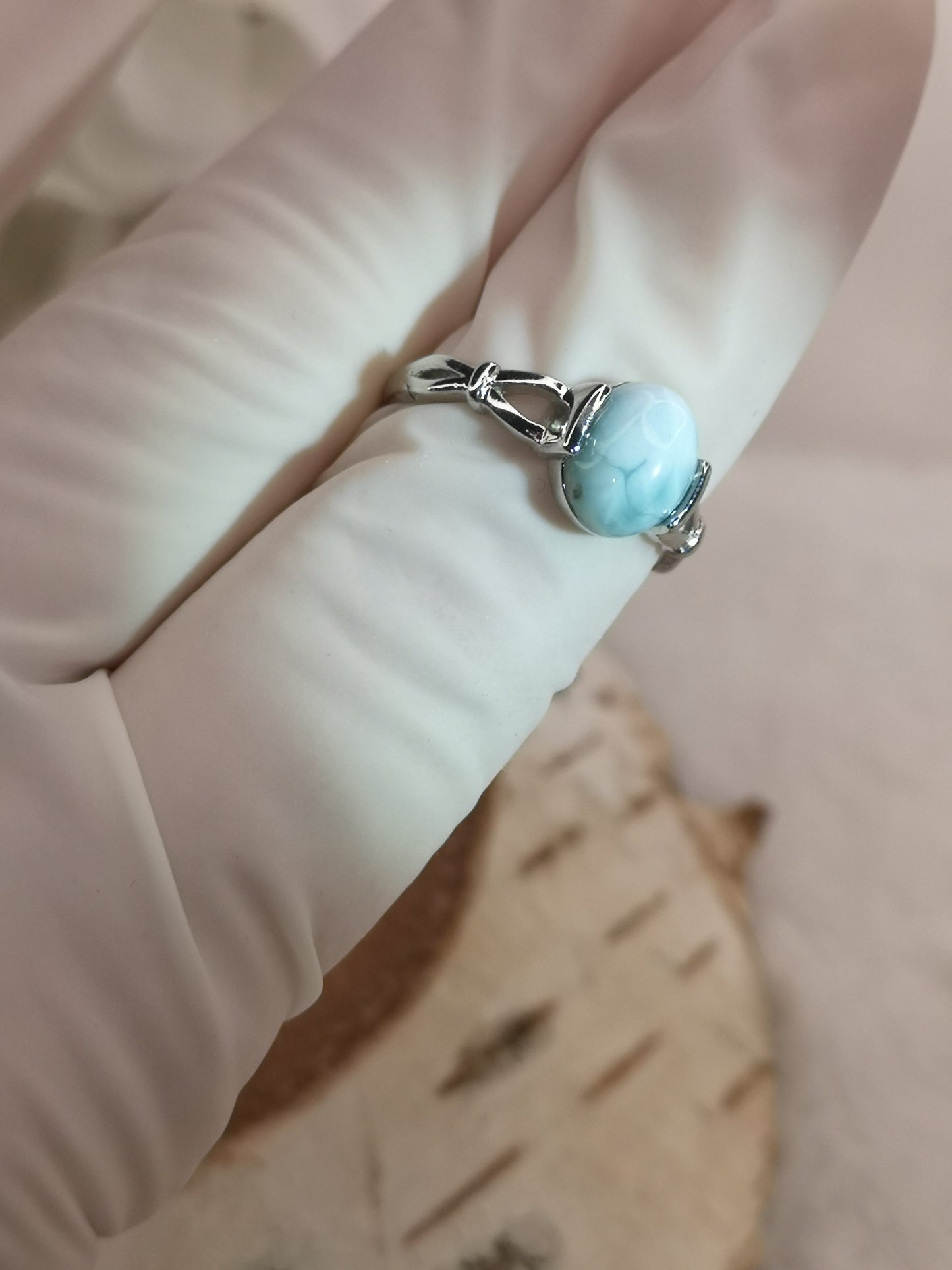 Larimar Edelstein Kupfer Ring verstellbar