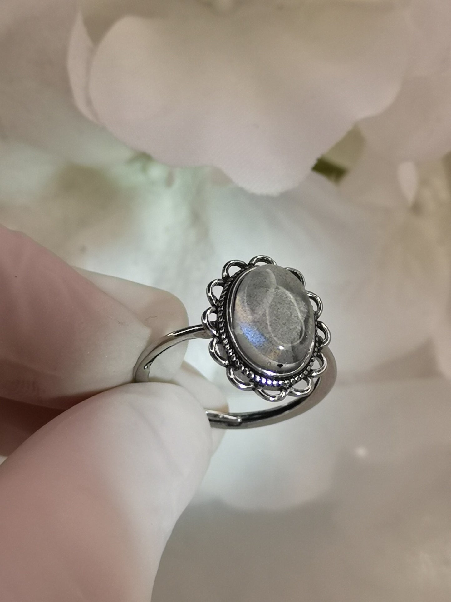 Labradorite Edelstein Kupfer Ring verstellbar