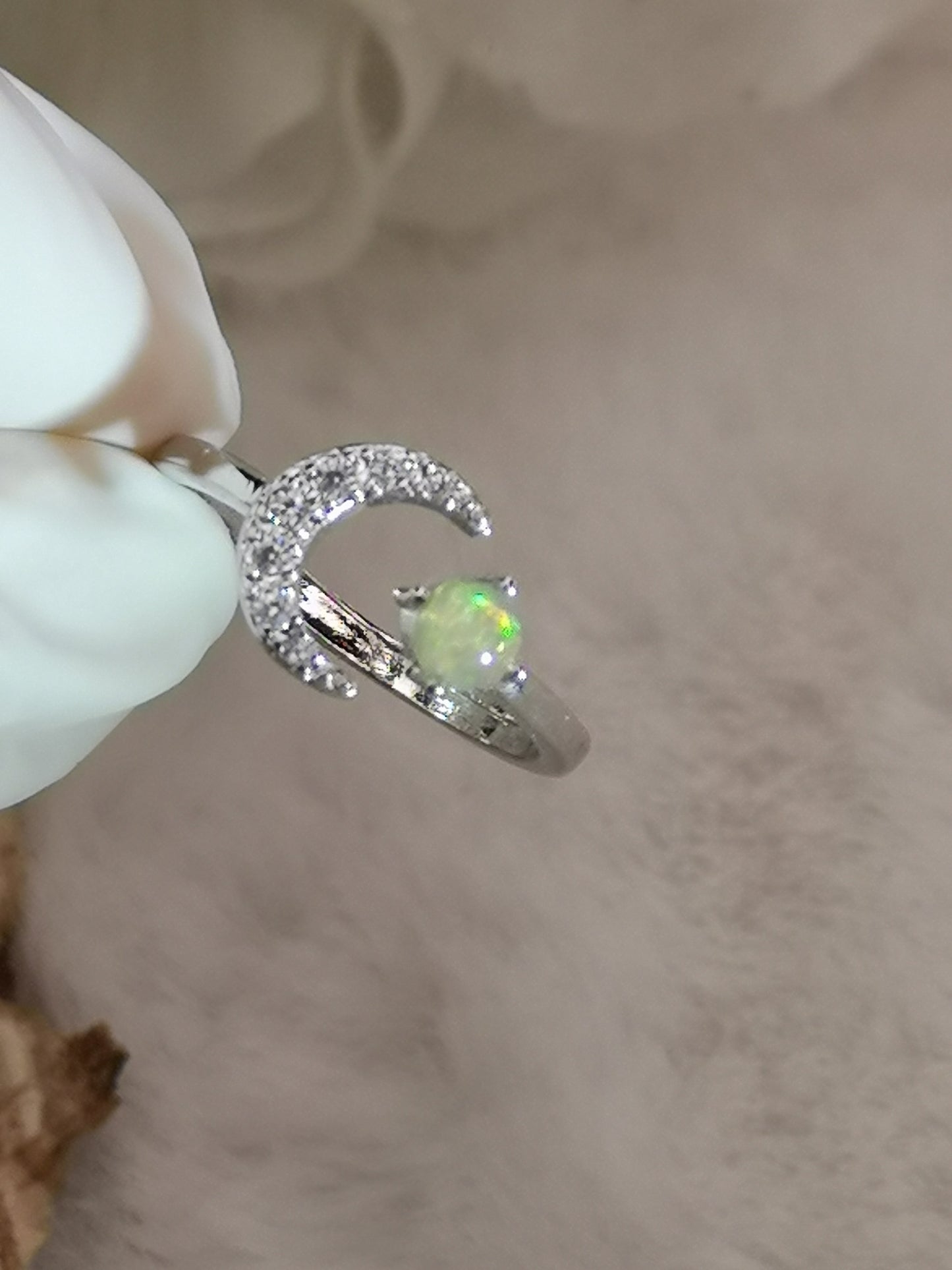 Opal Edelstein Kupfer Ring verstellbar