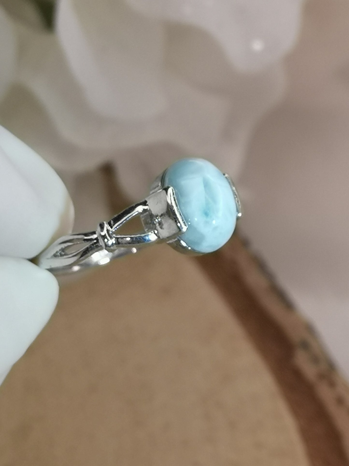 Larimar Edelstein Kupfer Ring verstellbar