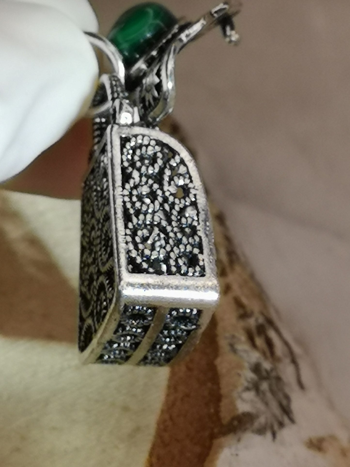 Malachite Edelstein, Kupfer Ketten Anhänger Taschen Design