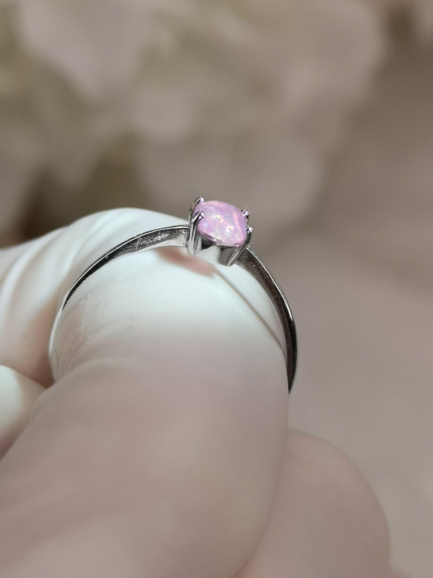 Rosa Opal Edelstein, 925 Silber Ring