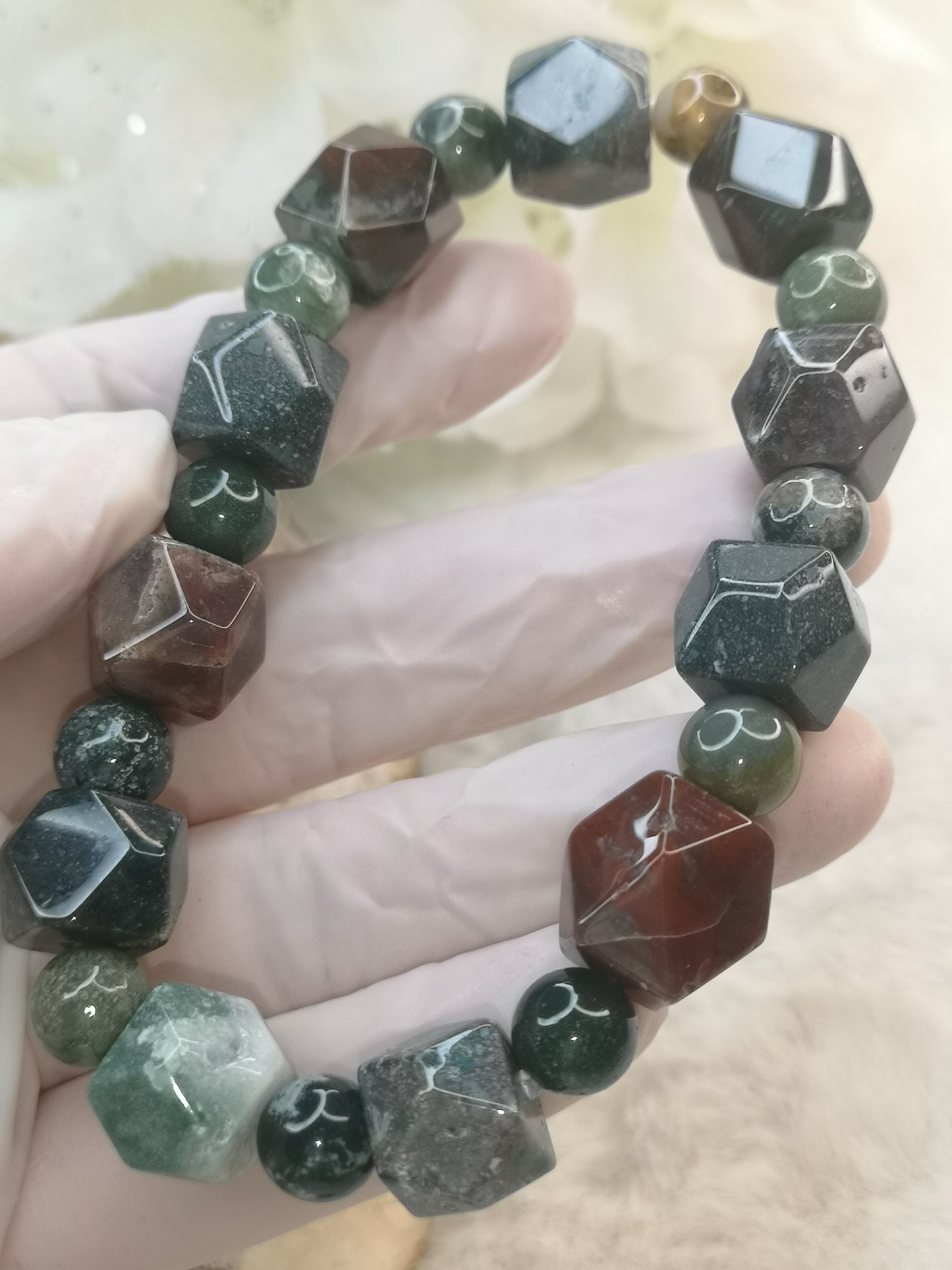 Moos Achat Edelstein, Armband