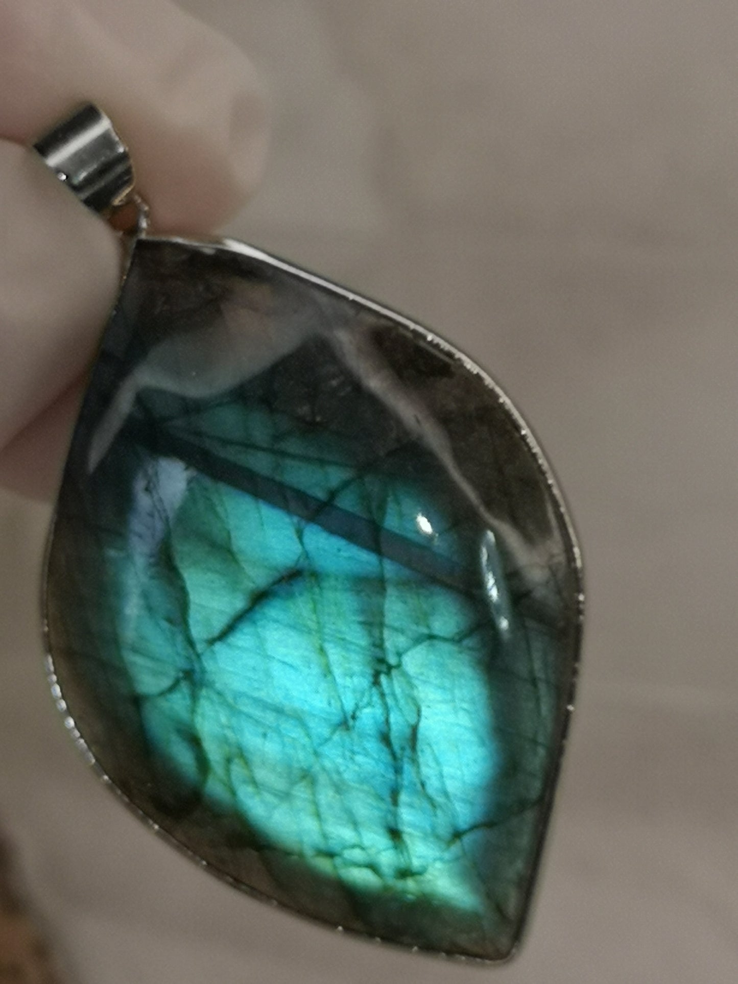 Labradorite Edelstein Tropfen, Kupfer Ketten Anhänger