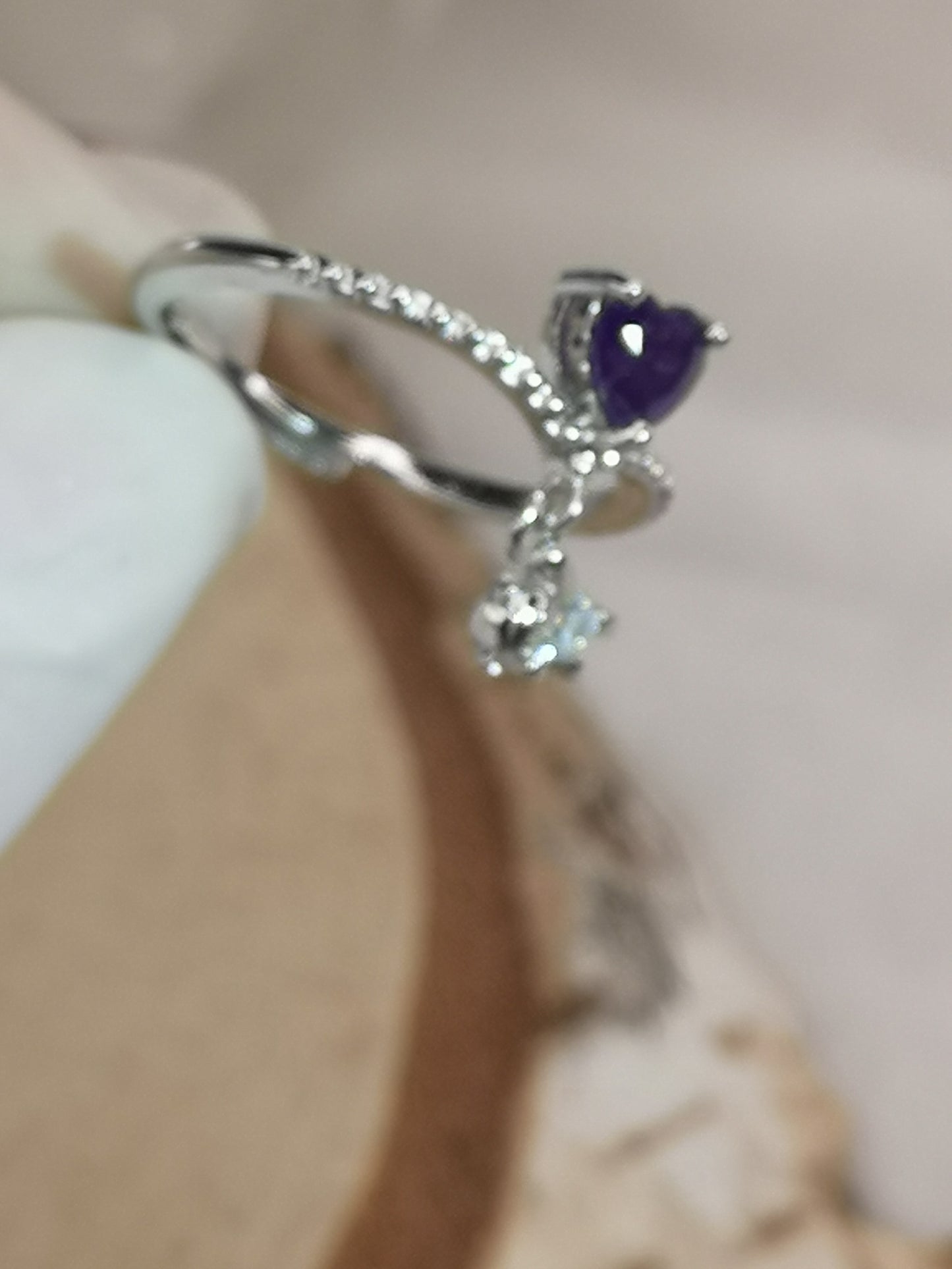 Amethyst Edelstein, Kupfer Ring verstellbar