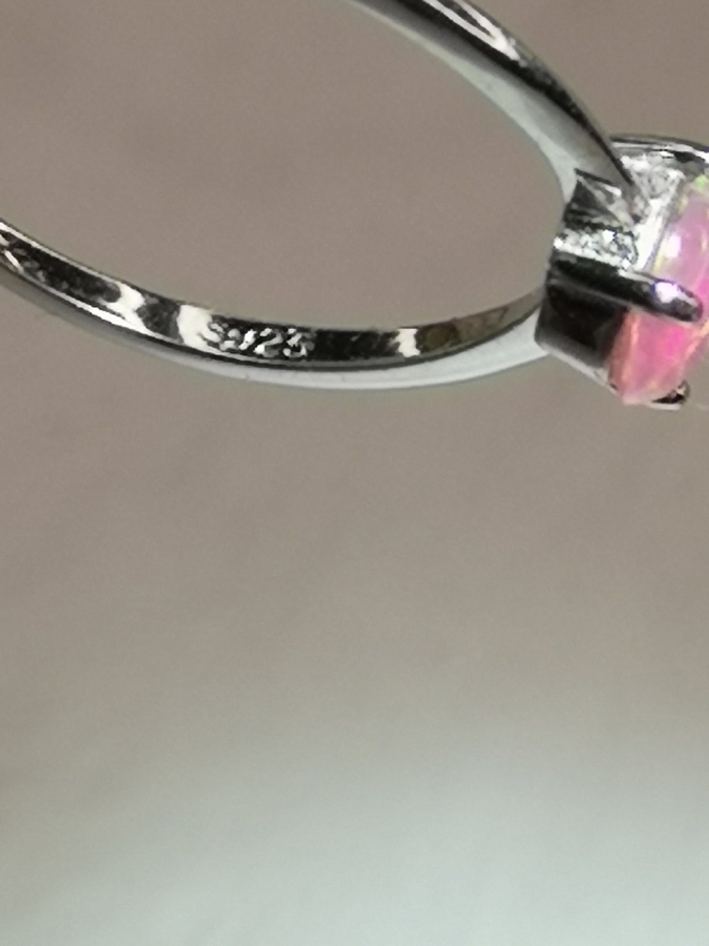 Rosa Opal Edelstein, 925 Silber Ring