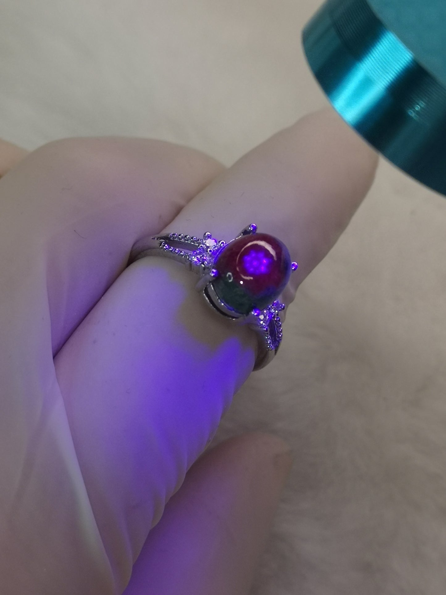 Rubin Zoisit, Kupfer Ring, verstellbar.