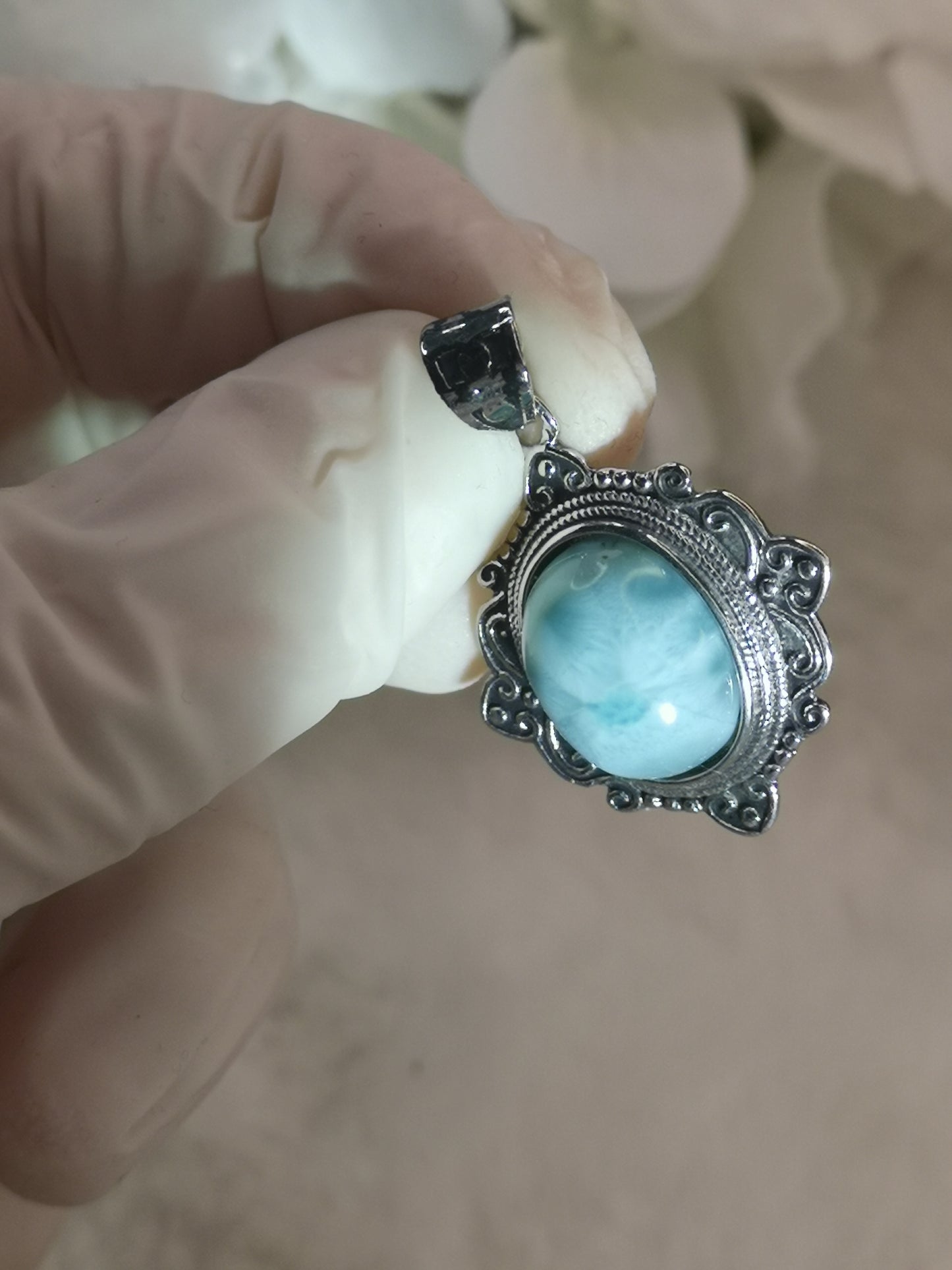 Larimar, Kupfer, Ketten Anhänger