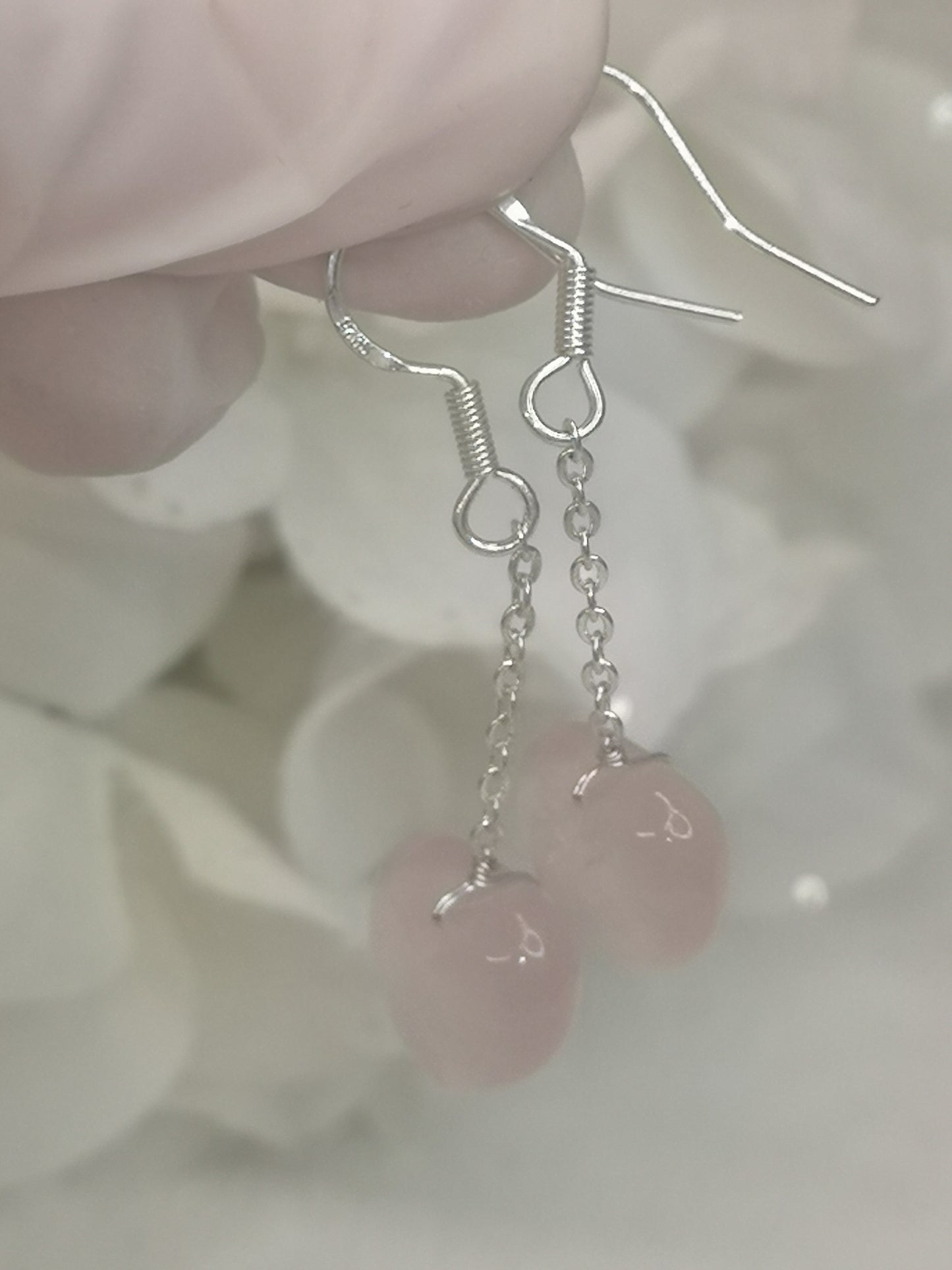 Rosenquarz 925 Silber Ohrringe