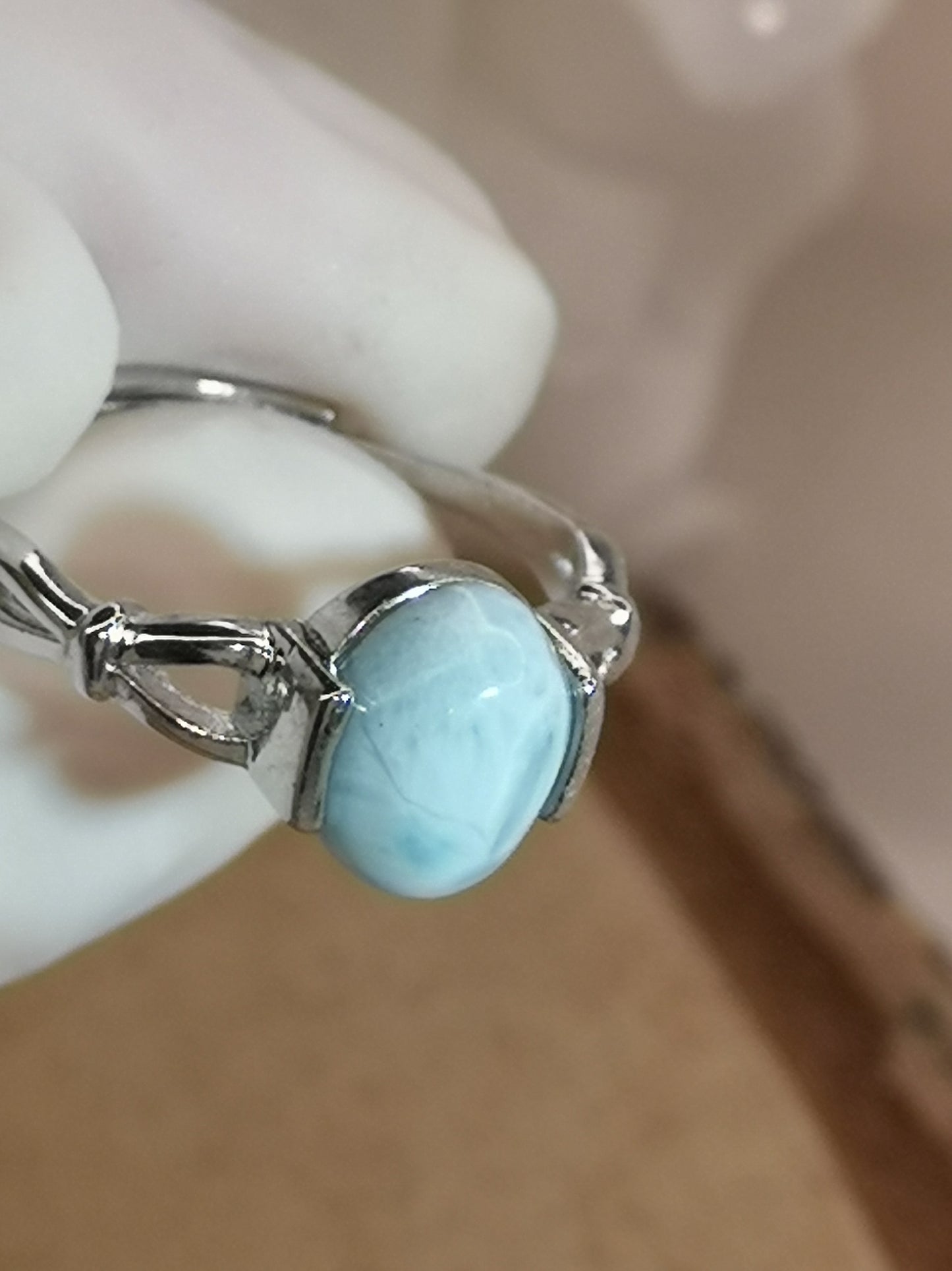 Larimar Edelstein Kupfer Ring verstellbar